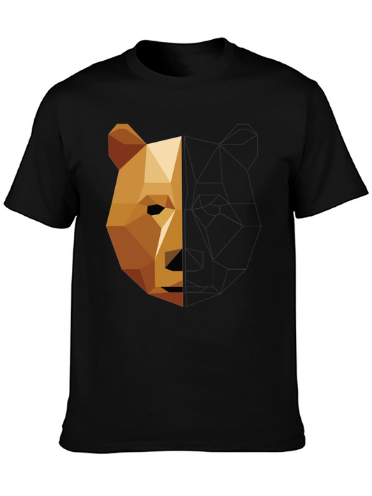 Geometric Bear Graphic Tee - Modern Minimalist Design