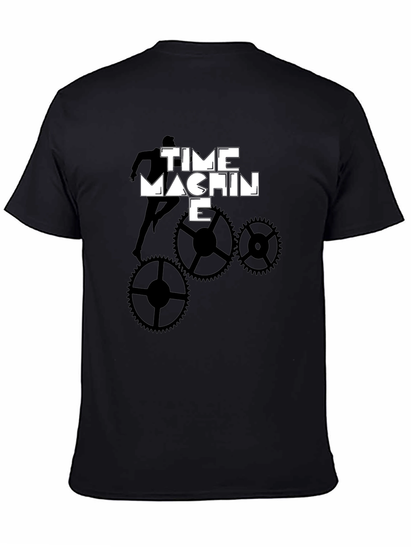 Time Machine Graphic Tee - Stylish Black Cotton T-Shirt