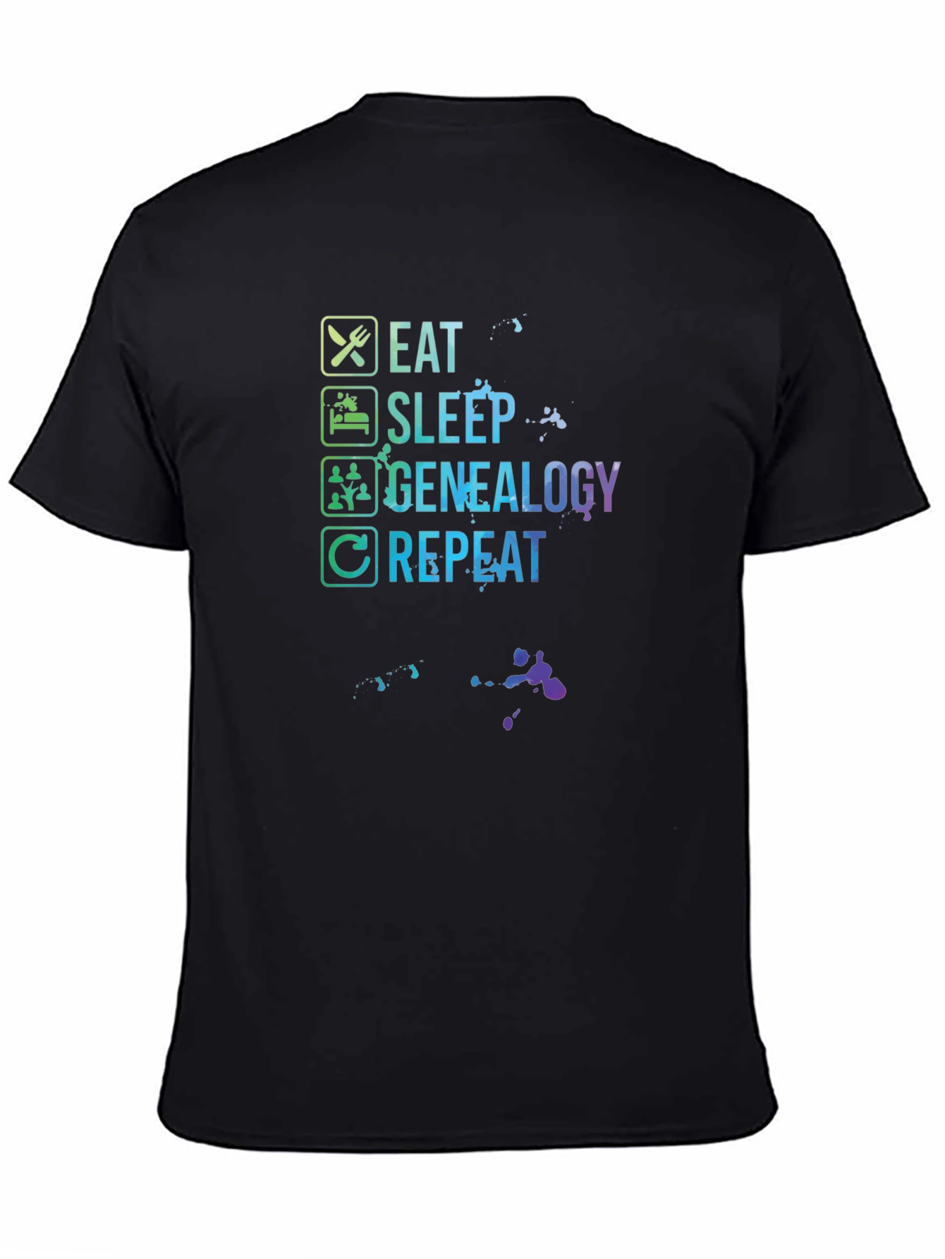 Eat Sleep Genealogy Repeat Black T-Shirt