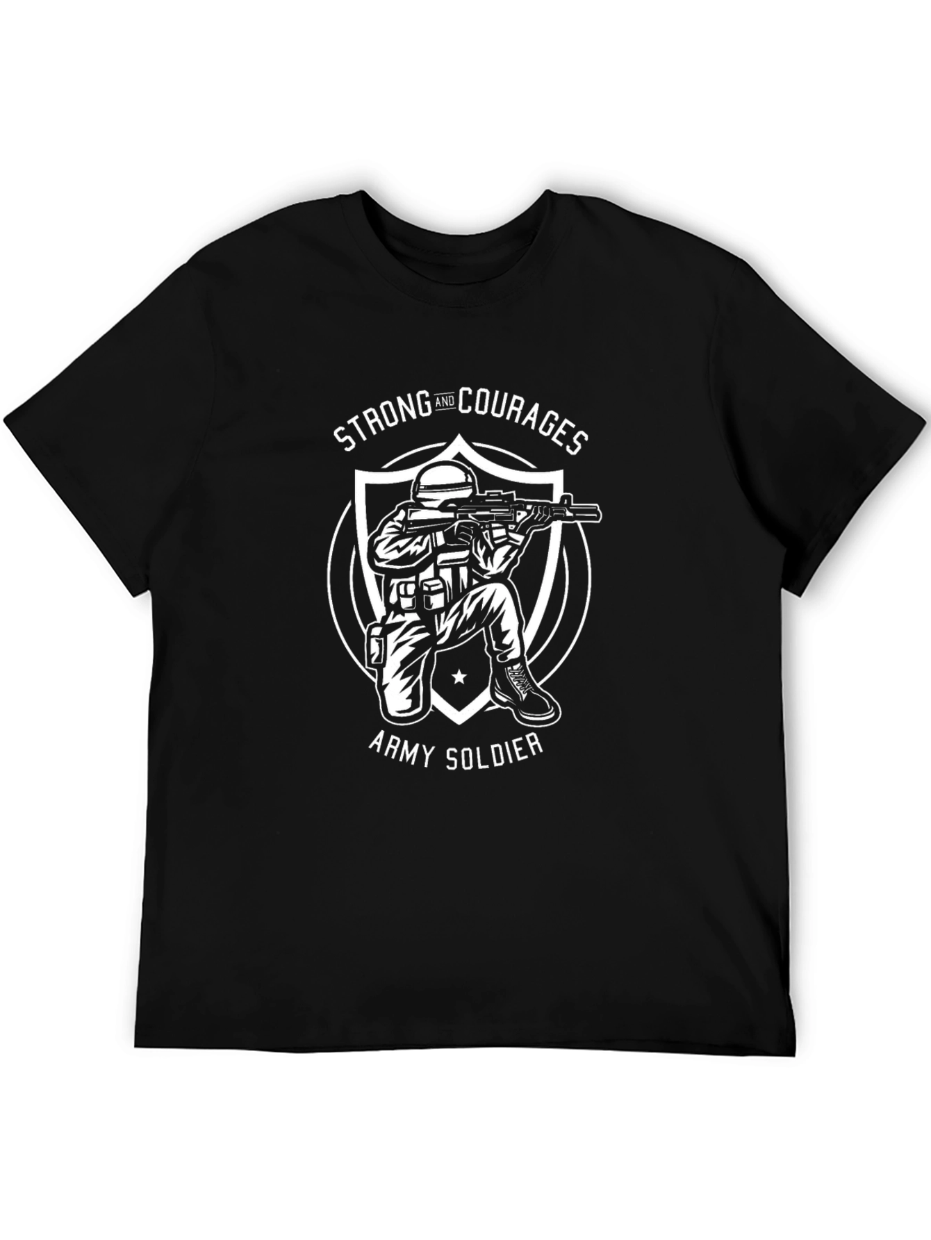 Strong & Courageous Army Soldier Graphic T-Shirt