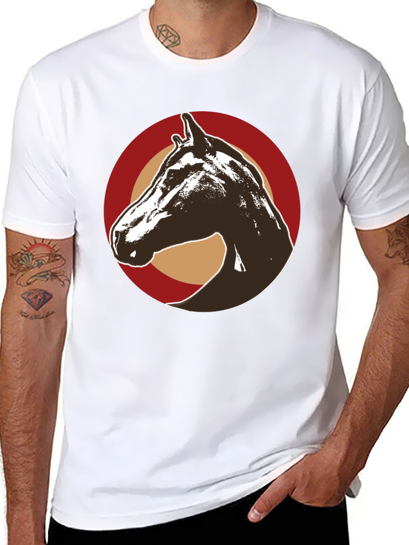 Horse Graphic Tee - Stylish Mens Black T-Shirt