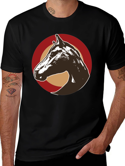 Horse Graphic Tee - Stylish Mens Black T-Shirt