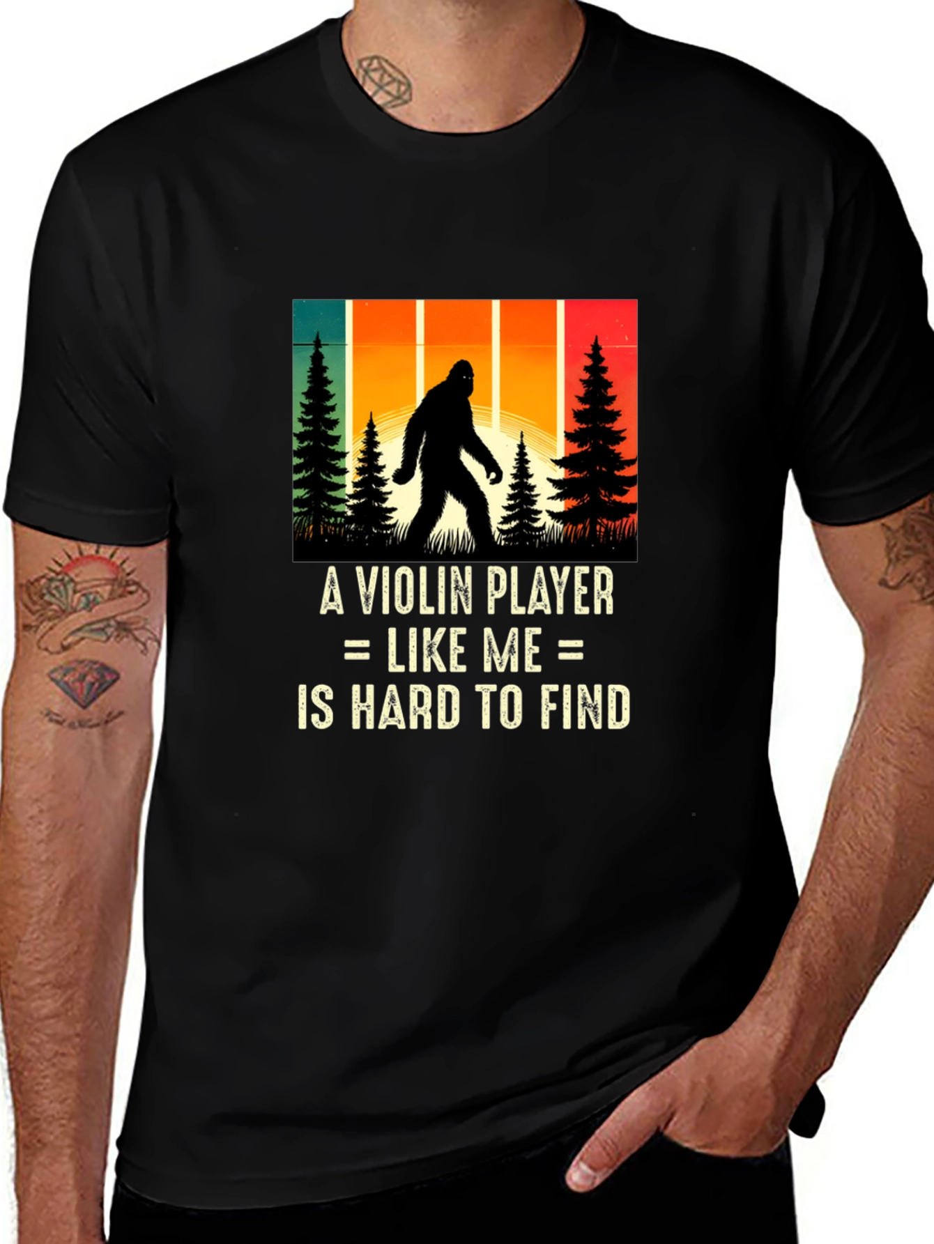 Violin Player Bigfoot Graphic T-Shirt
