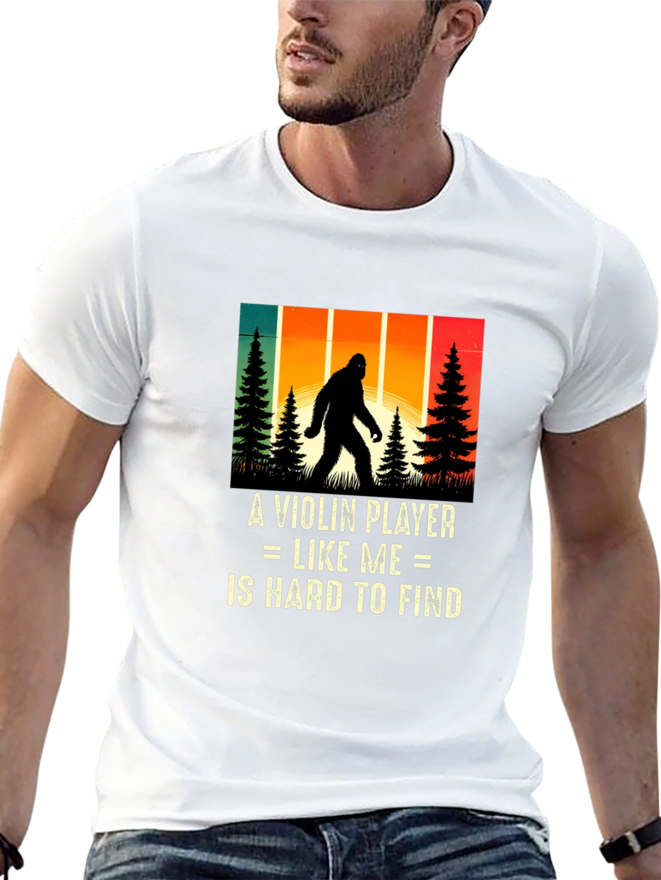 Violin Player Bigfoot Graphic T-Shirt