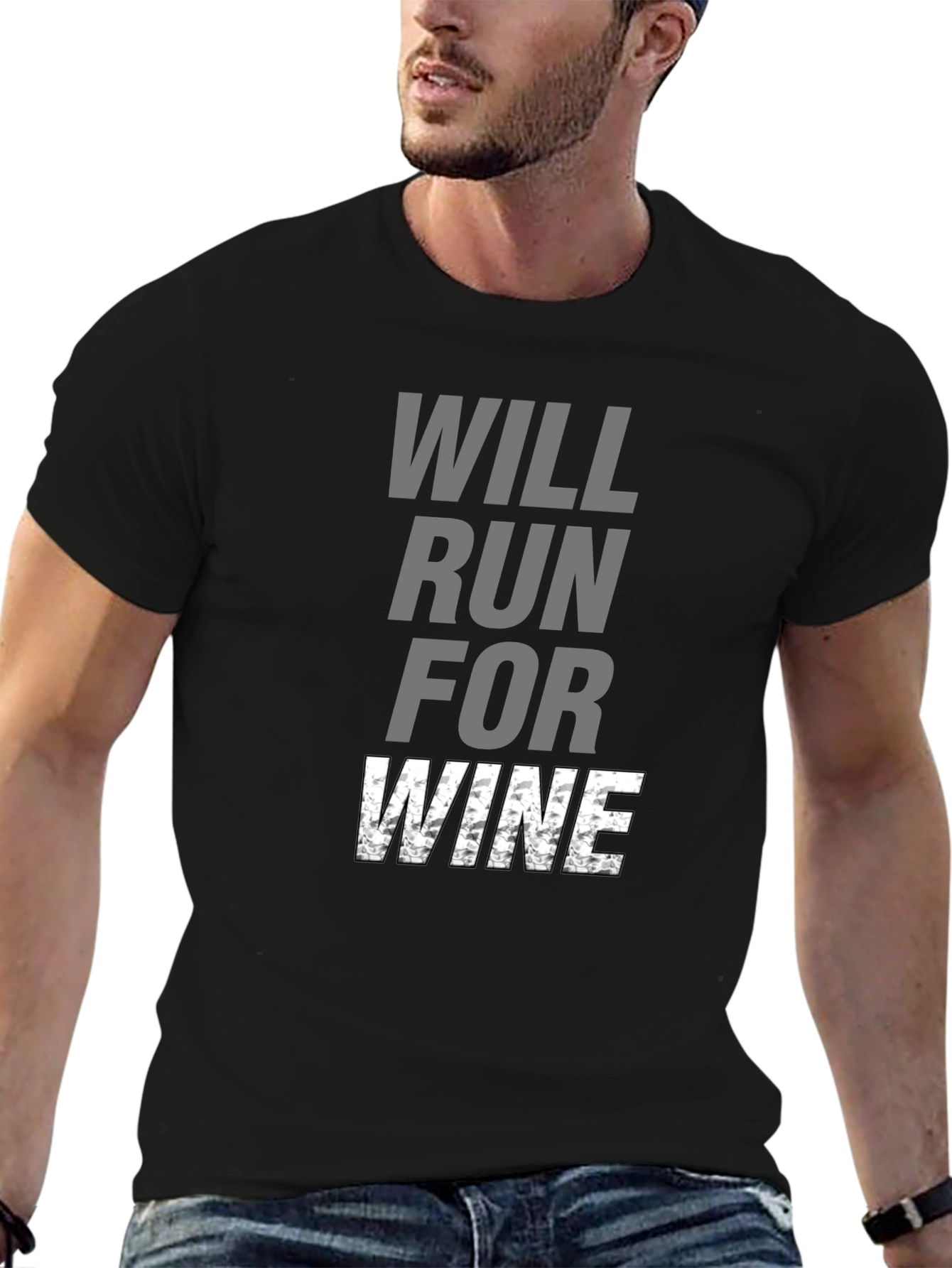 Will Run for Wine Black T-Shirt