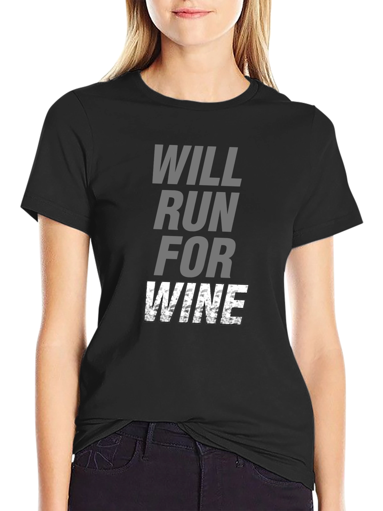 Will Run for Wine Black T-Shirt