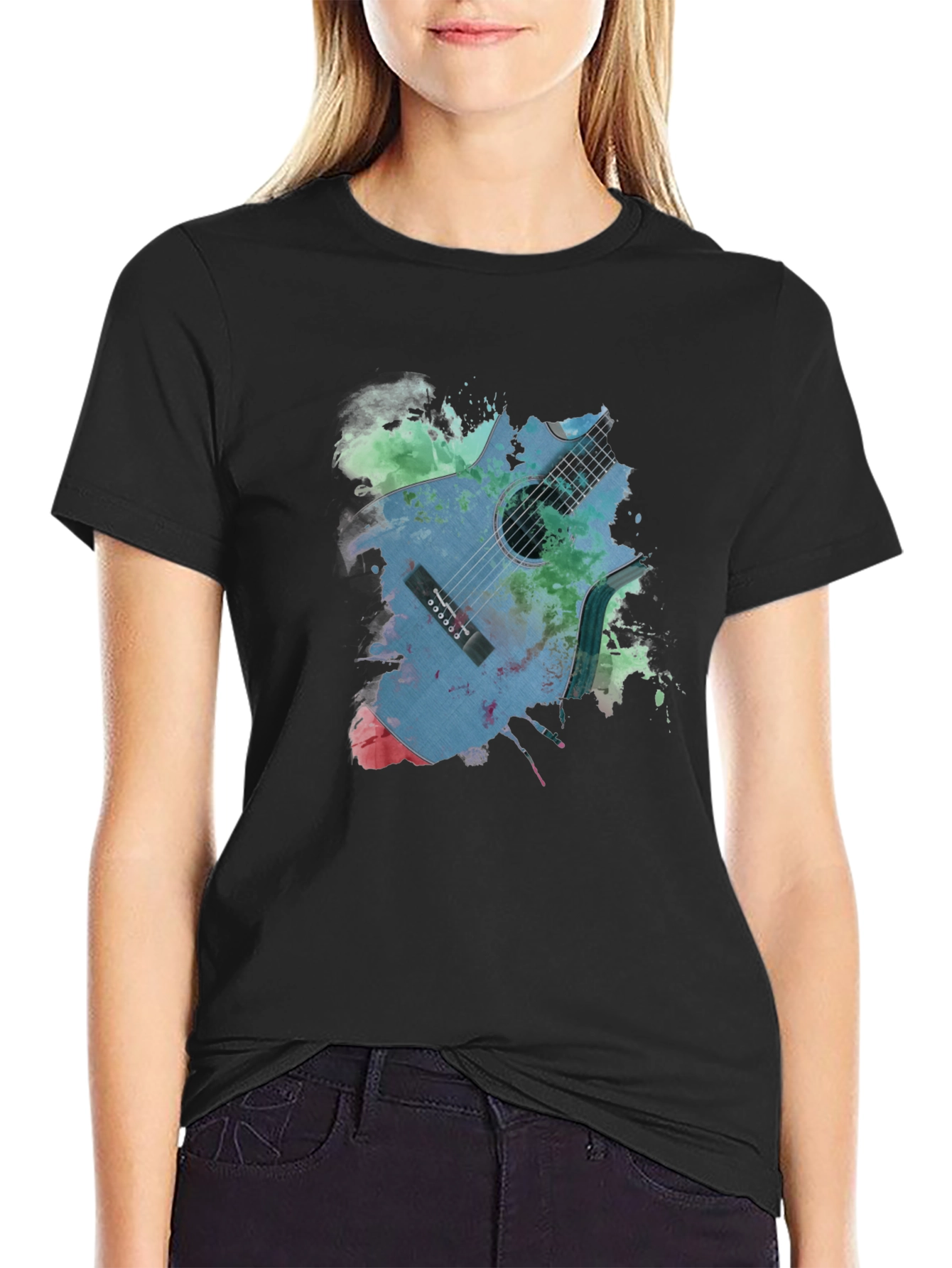 Guitar Splash Graphic Tee - Unique Artistic Design