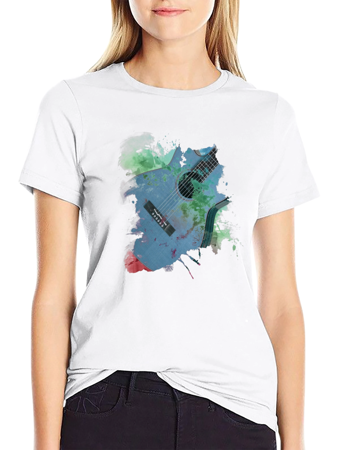 Guitar Splash Graphic Tee - Unique Artistic Design