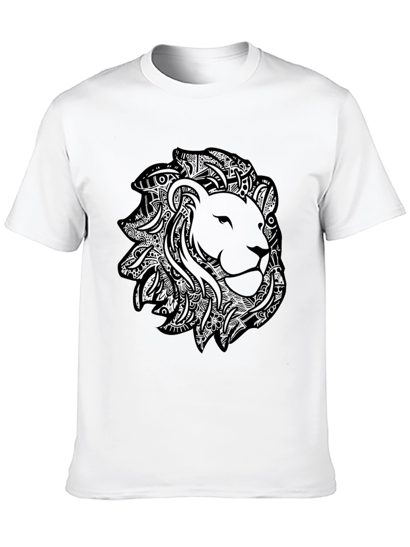 Lion Graphic Tee - Stylish Black Crew Neck T-Shirt