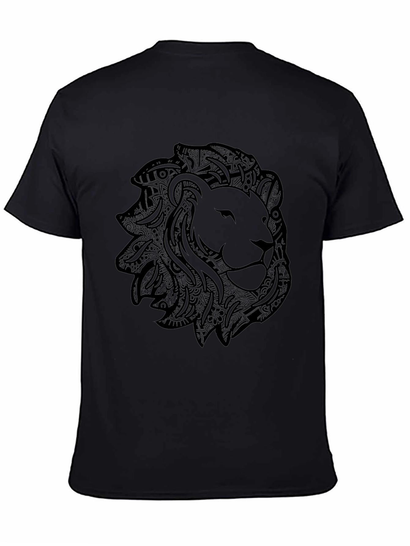 Lion Graphic Tee - Stylish Black Crew Neck T-Shirt