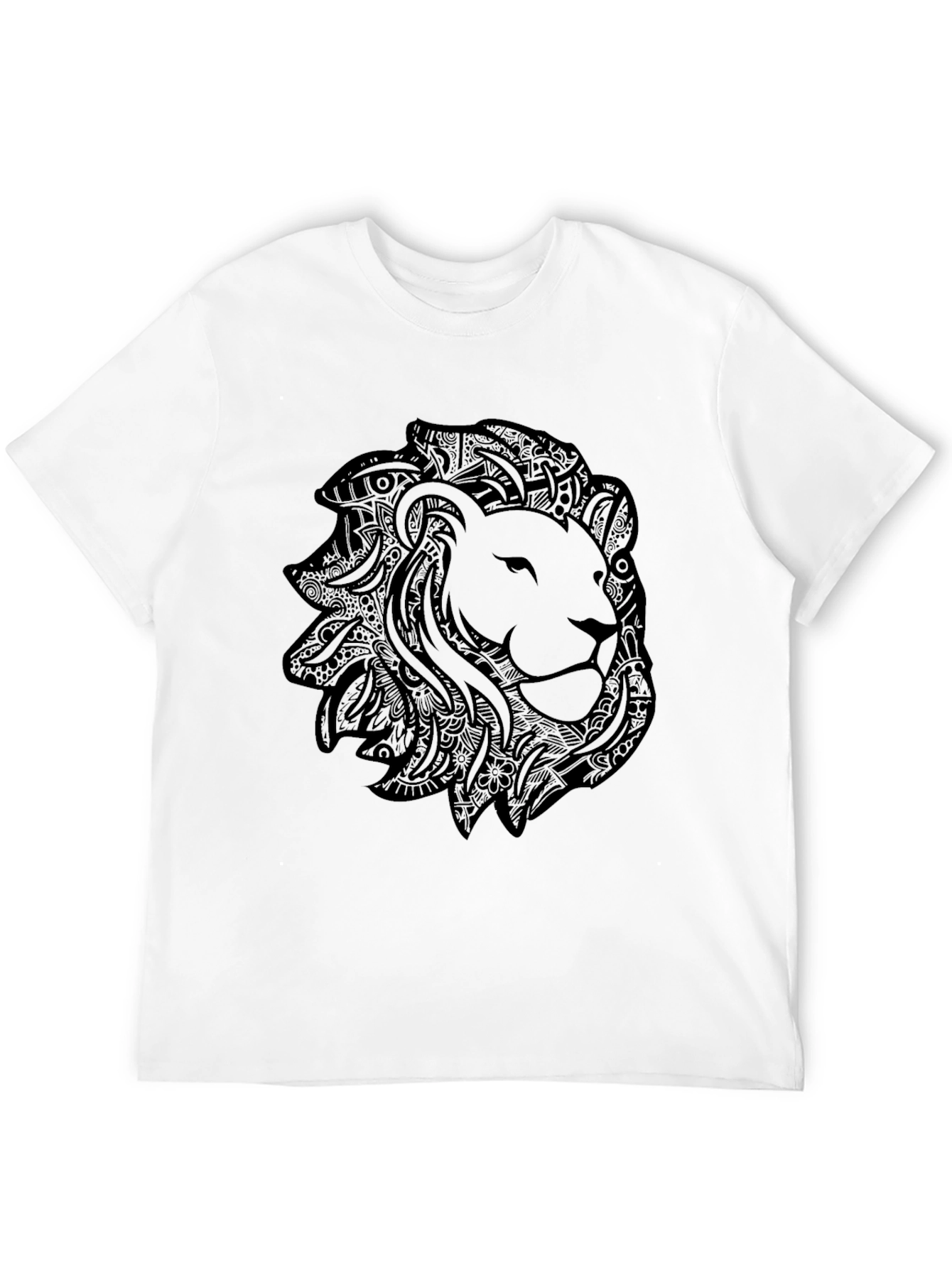 Lion Graphic Tee - Stylish Black Crew Neck T-Shirt