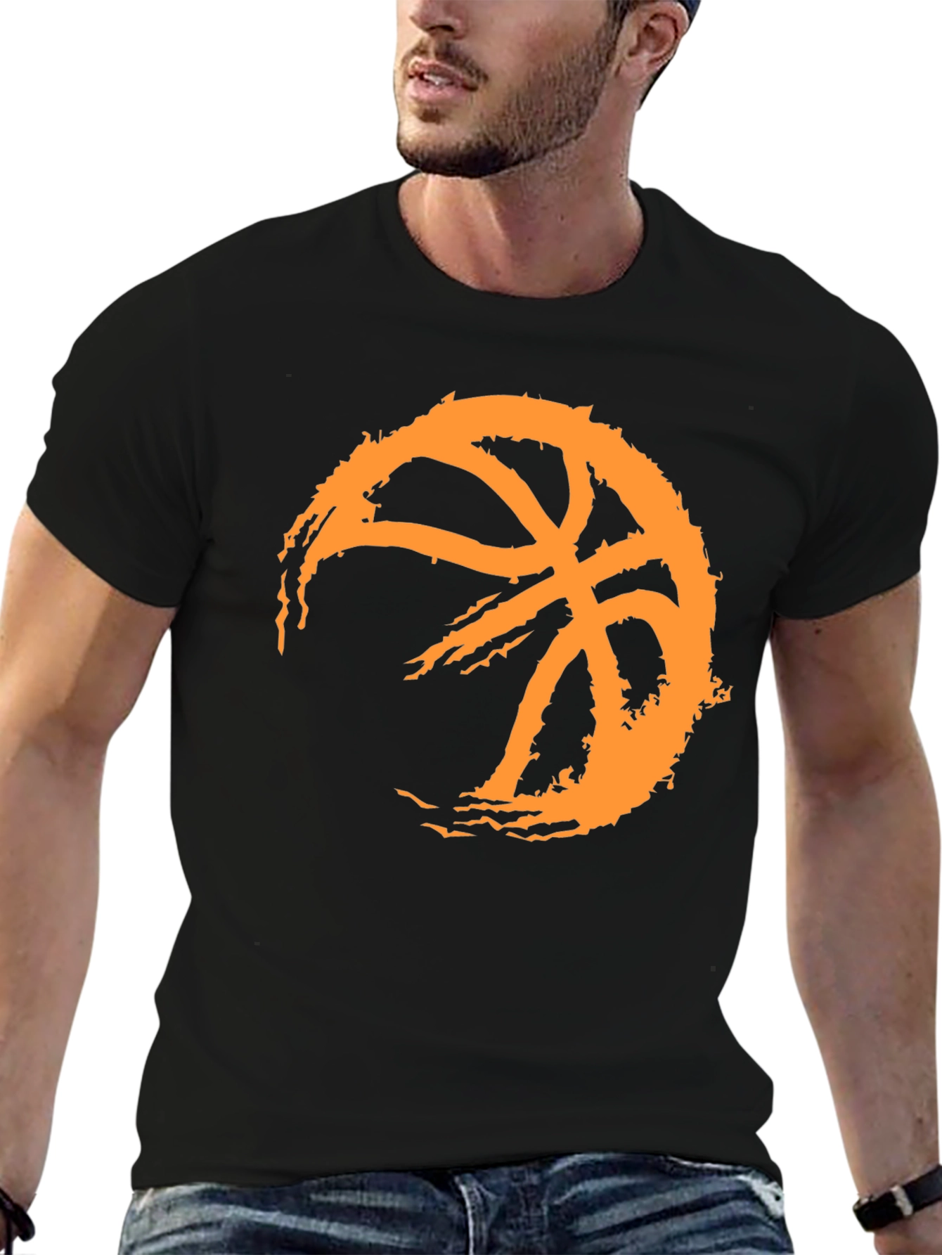 Basketball Graphic Tee - Black Cotton T-Shirt