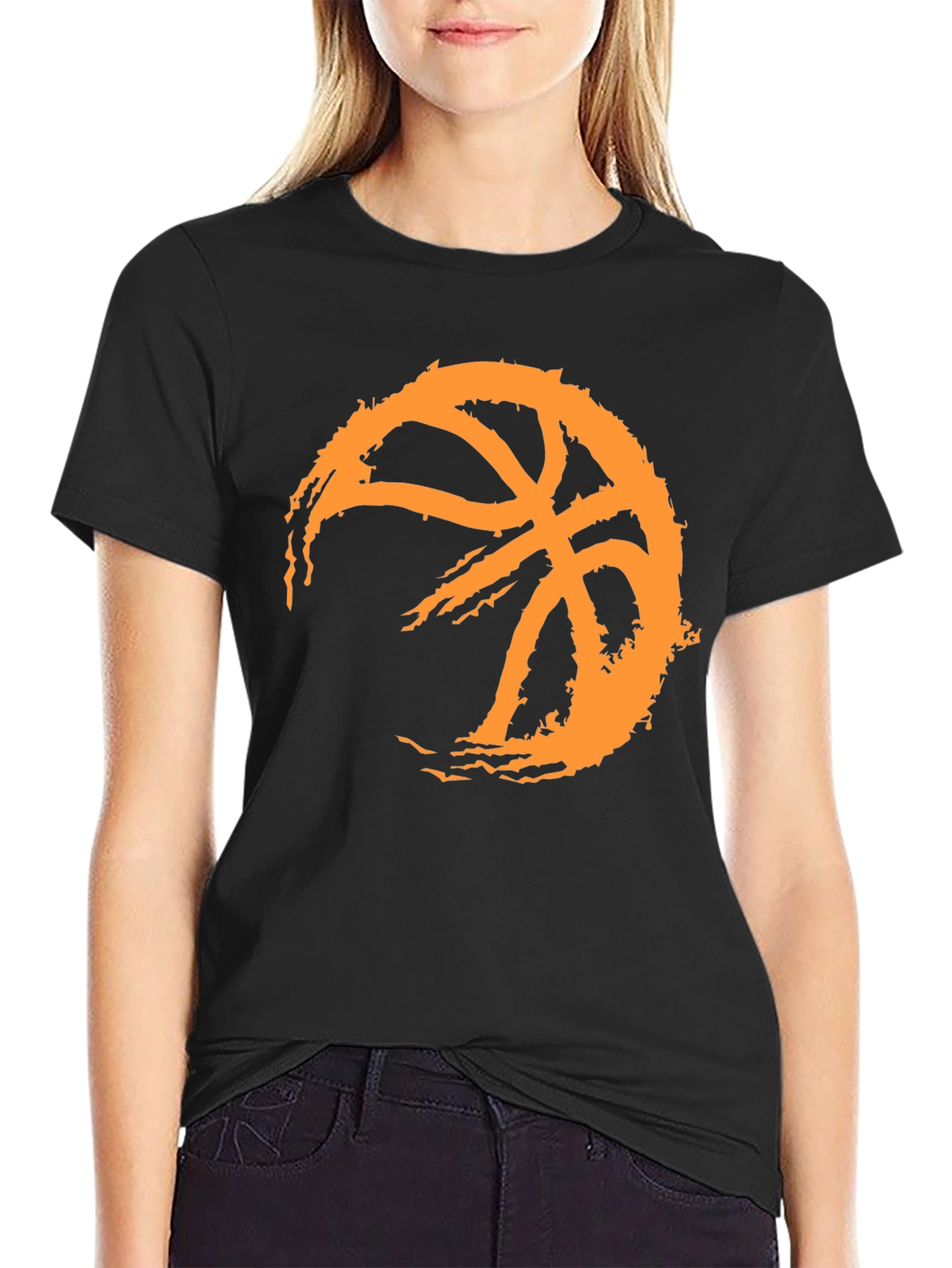 Basketball Graphic Tee - Black Cotton T-Shirt