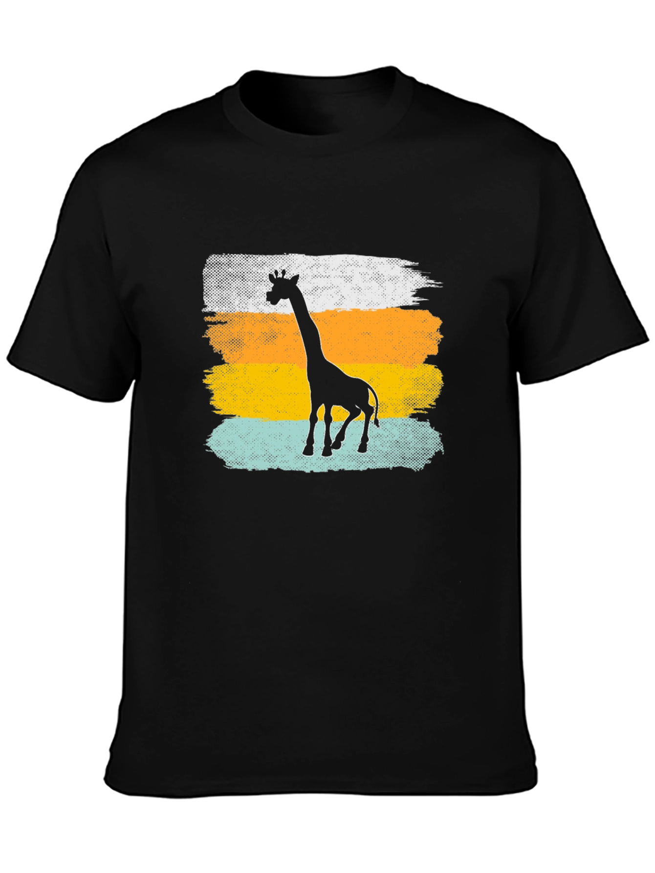 Giraffe Silhouette Graphic Tee - Casual Black T-Shirt