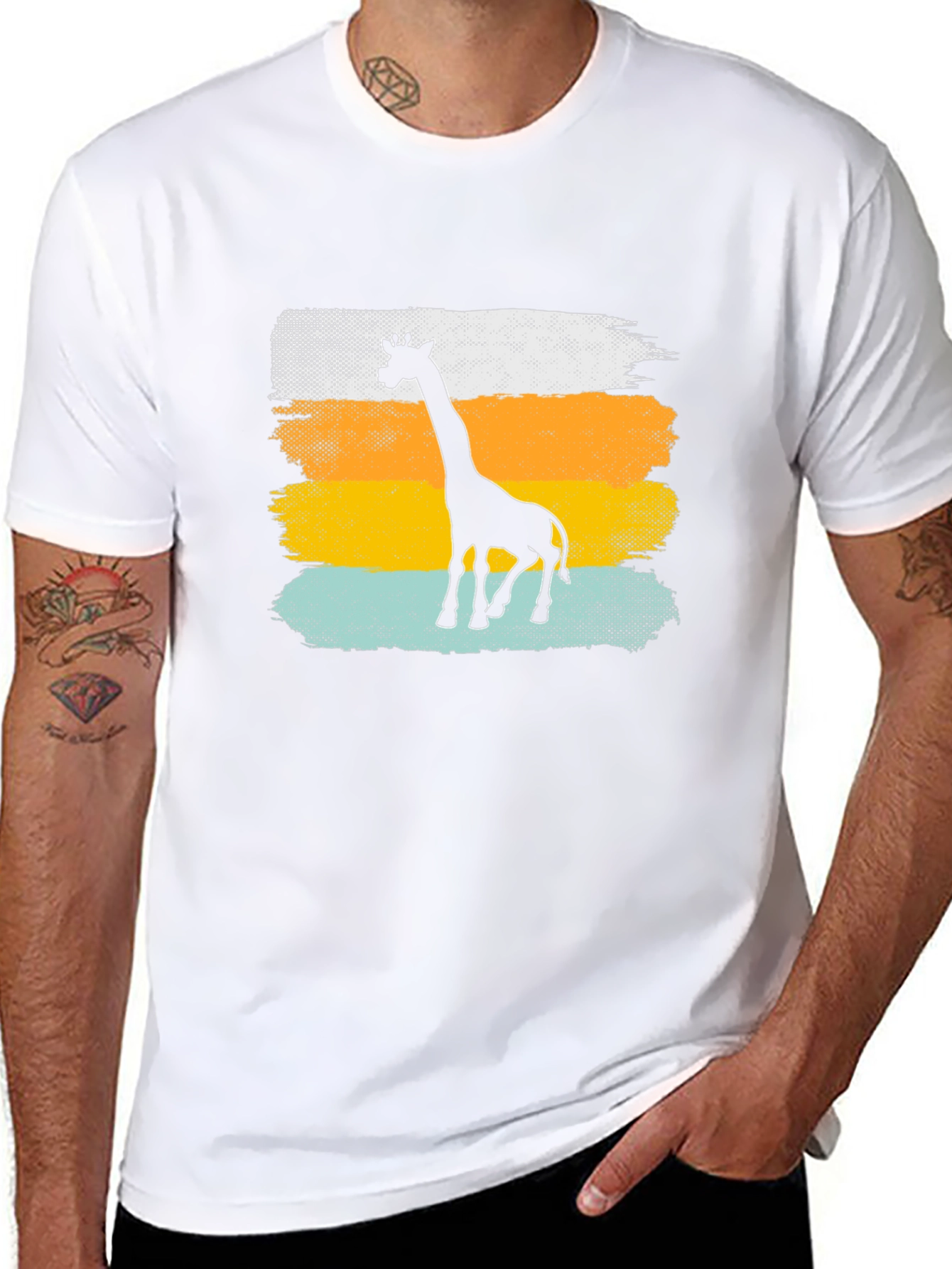 Giraffe Silhouette Graphic Tee - Casual Black T-Shirt
