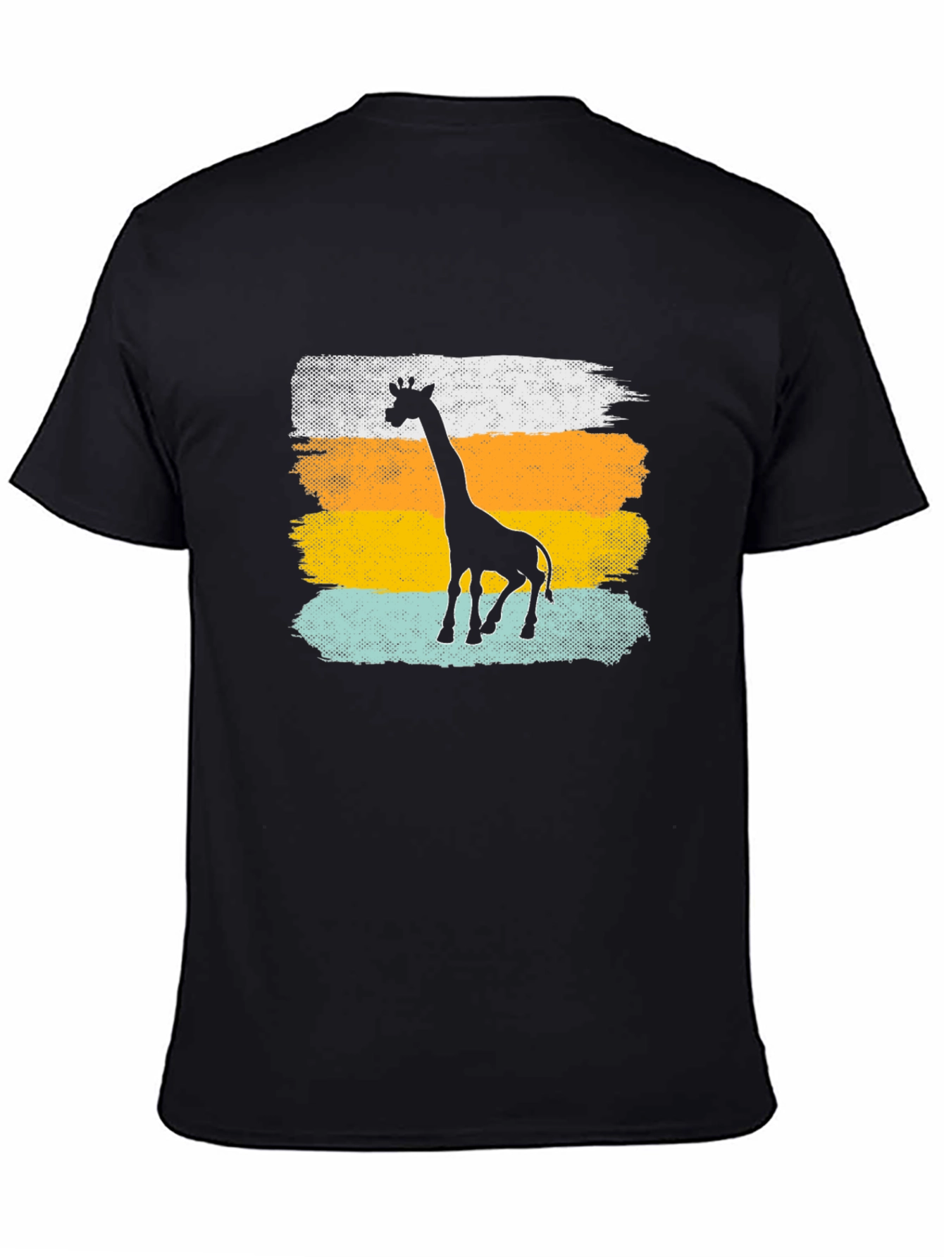 Giraffe Silhouette Graphic Tee - Casual Black T-Shirt