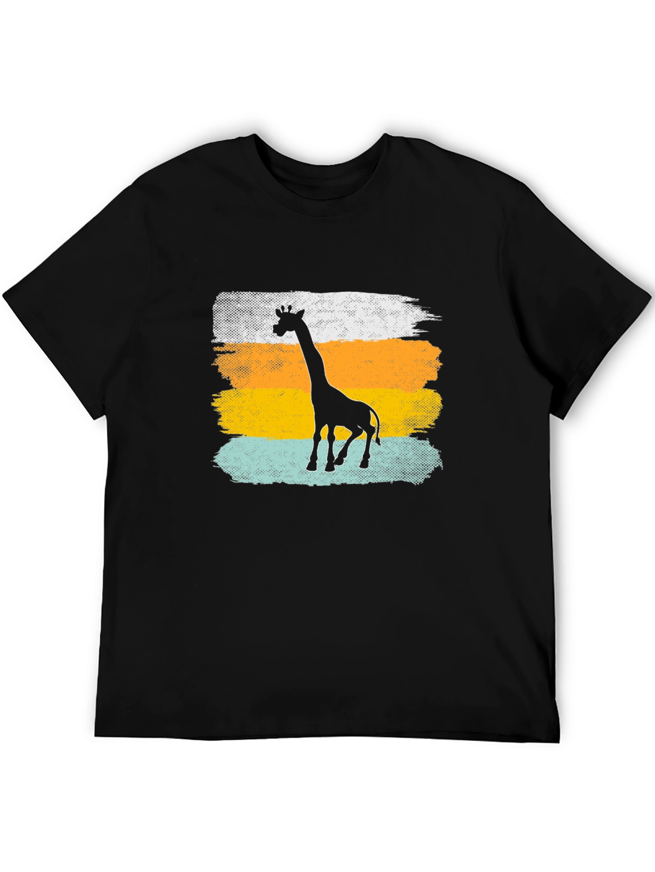 Giraffe Silhouette Graphic Tee - Casual Black T-Shirt