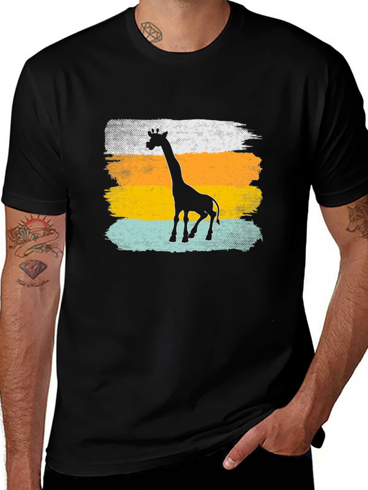 Giraffe Silhouette Graphic Tee - Casual Black T-Shirt