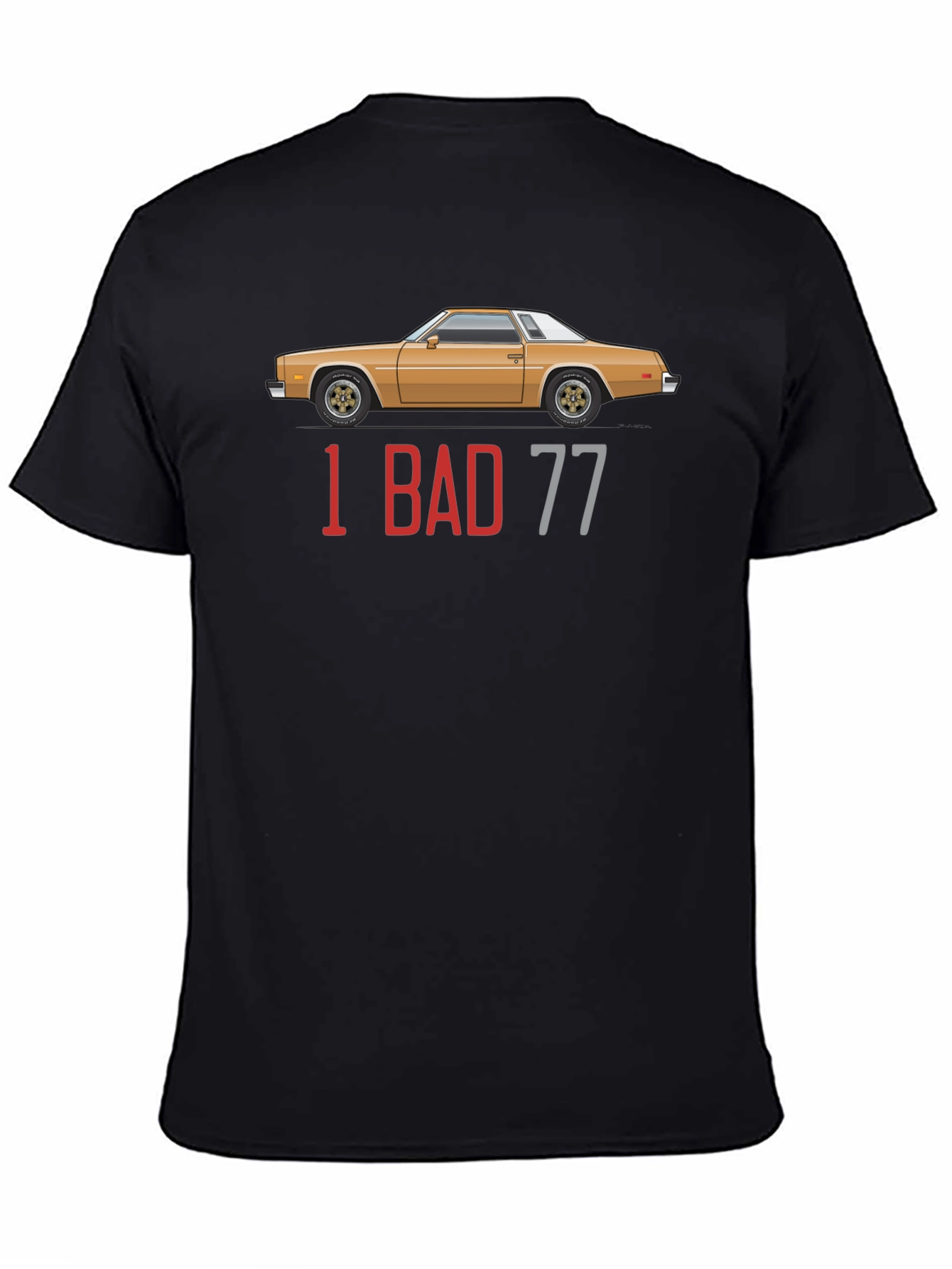 1 Bad 77 Car Graphic Black T-Shirt
