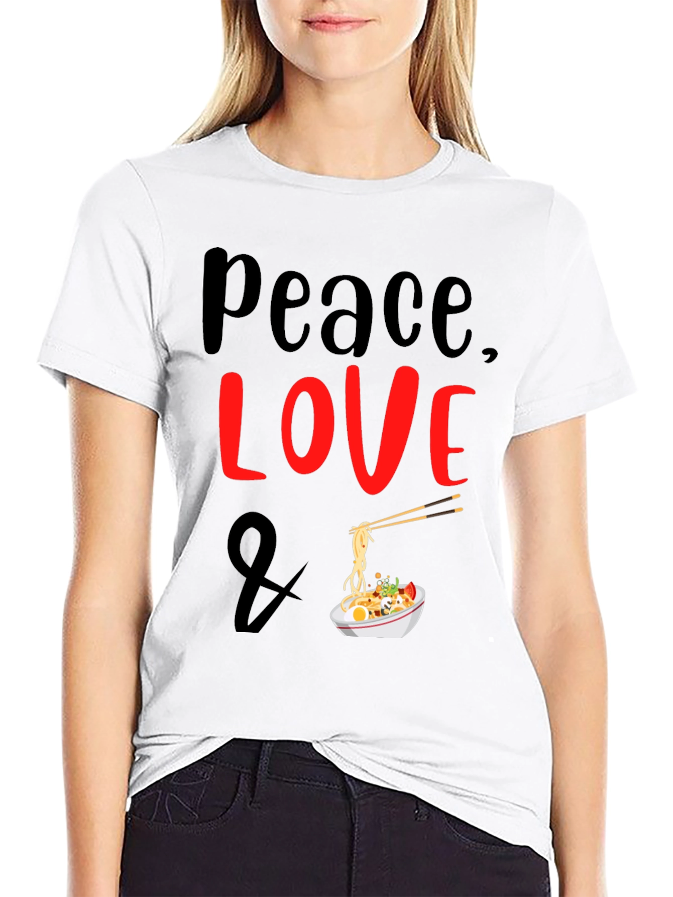Peace Love Ramen Noodles Graphic T-Shirt