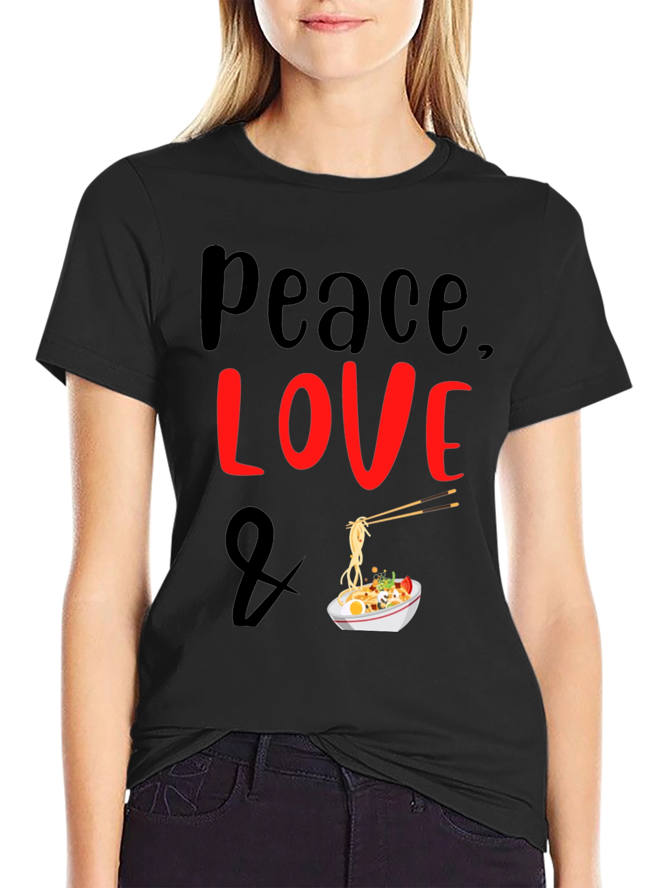 Peace Love Ramen Noodles Graphic T-Shirt