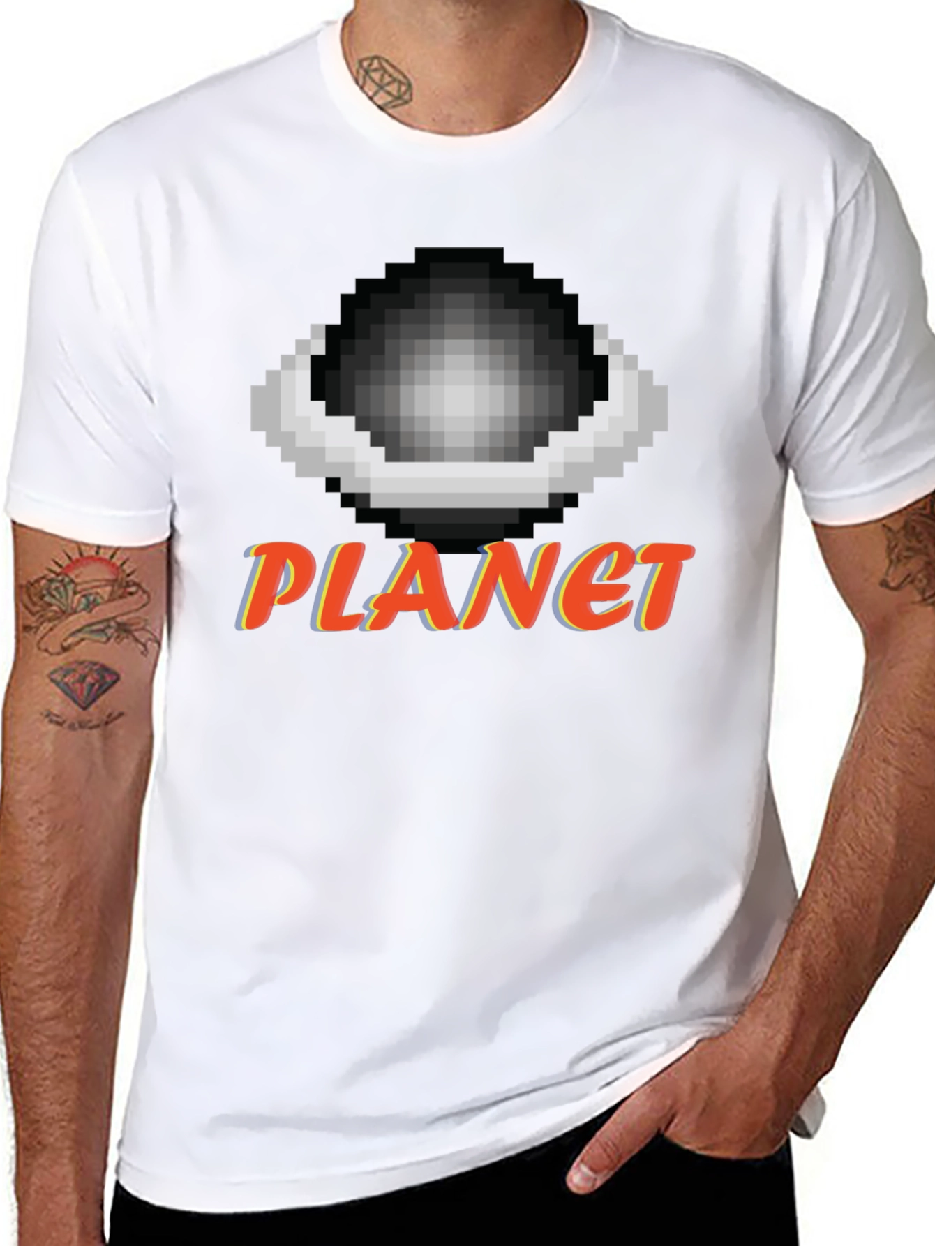 Pixel Planet T-Shirt - Retro Gaming Style