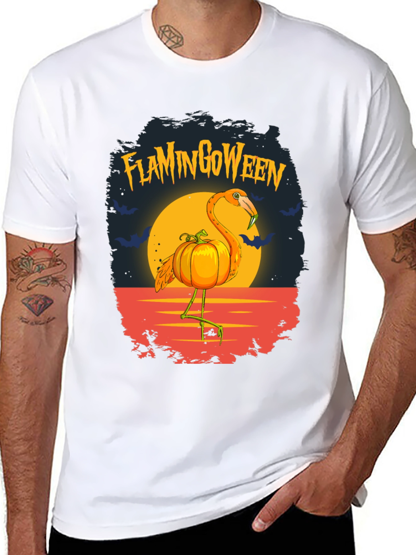 Flamingoween T-Shirt: Halloween Flamingo Pumpkin Tee