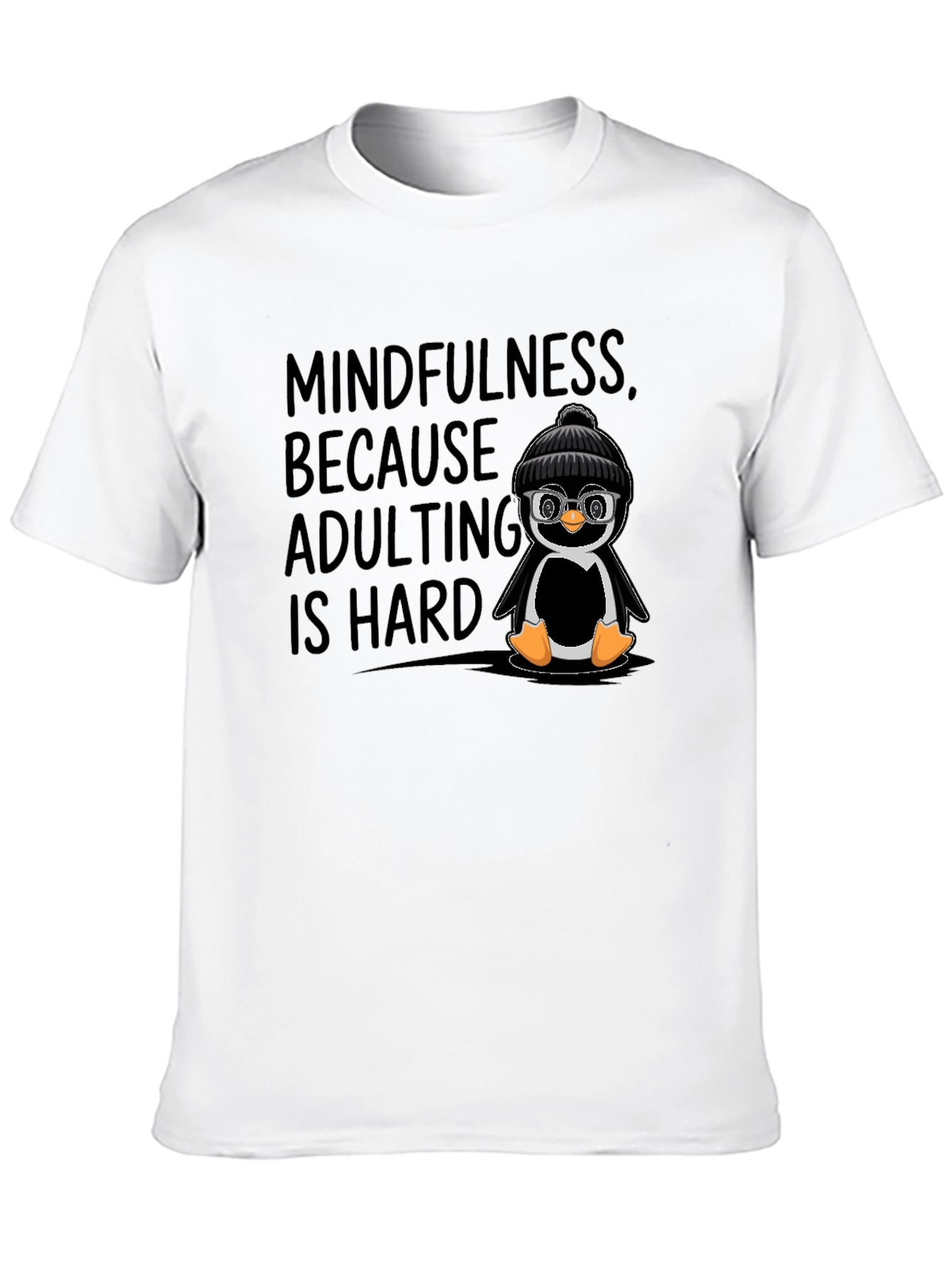 Mindfulness Adulting Penguin Graphic T-Shirt