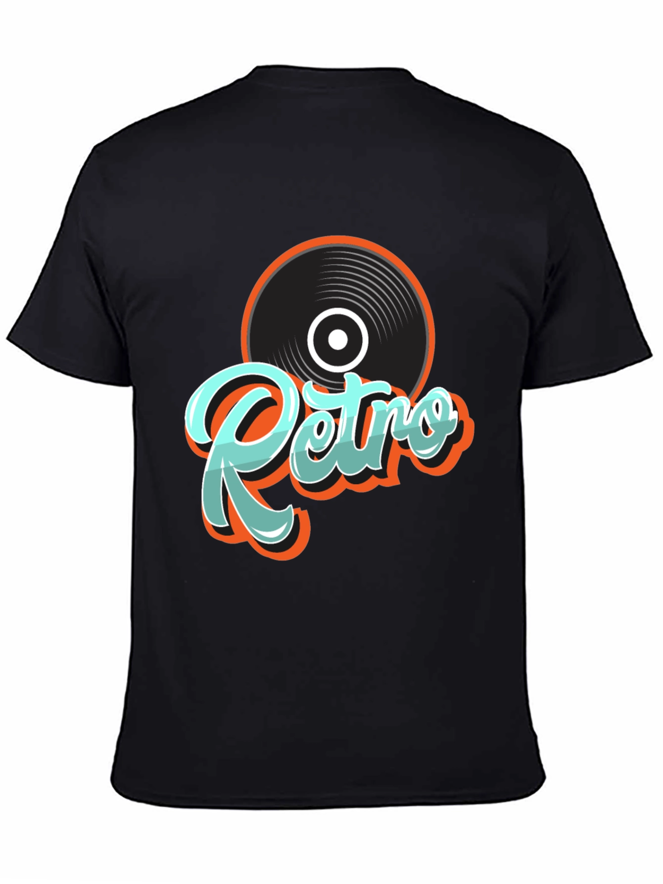 Retro Record Graphic Black T-Shirt