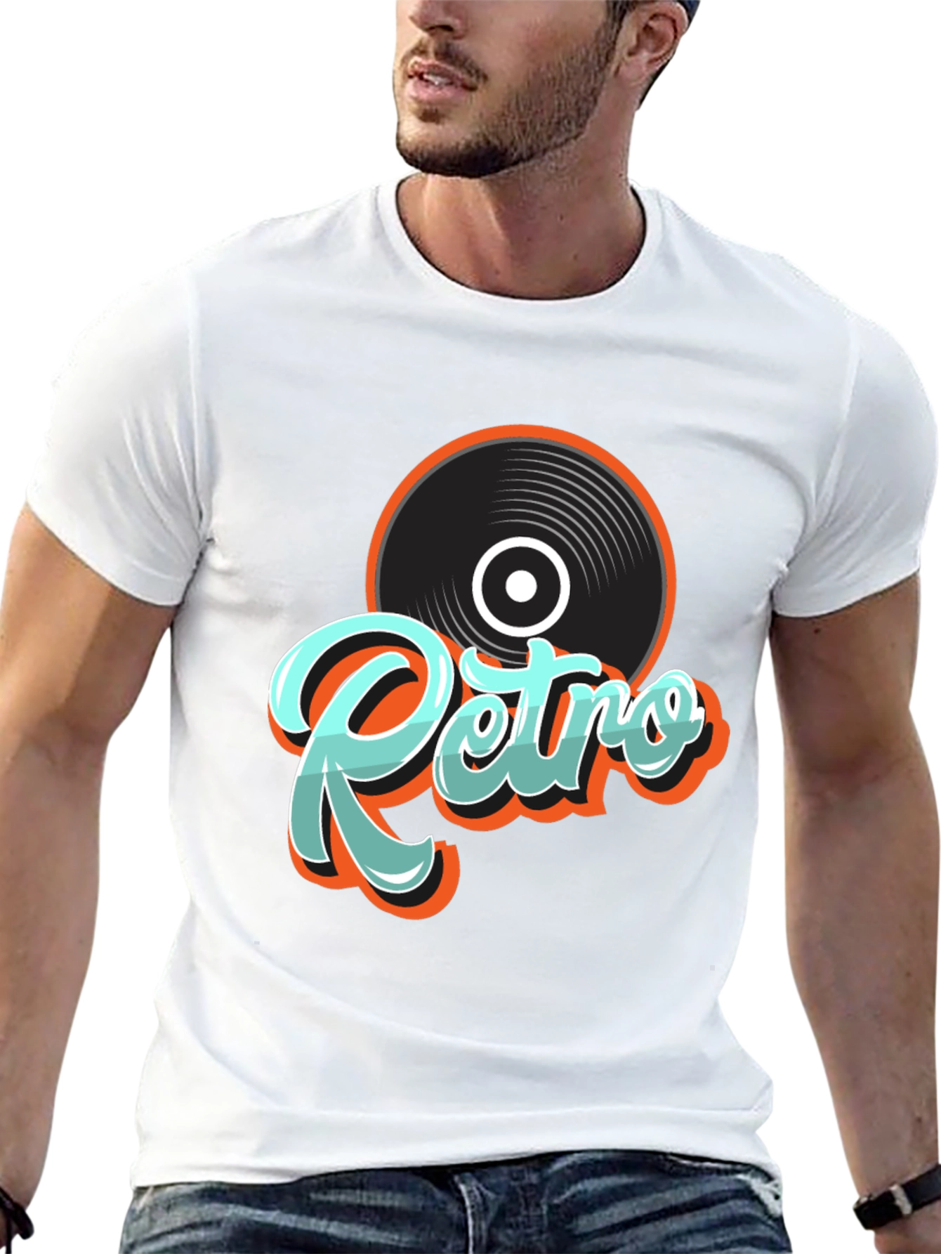 Retro Record Graphic Black T-Shirt