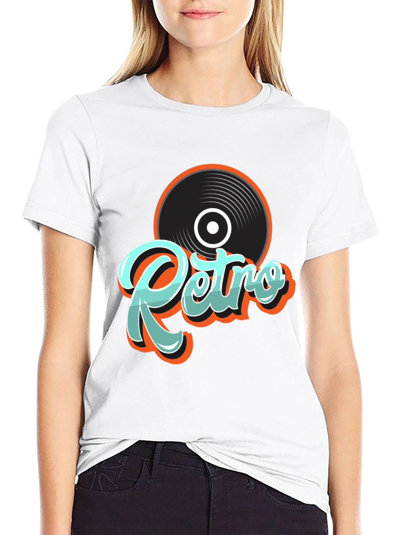 Retro Record Graphic Black T-Shirt