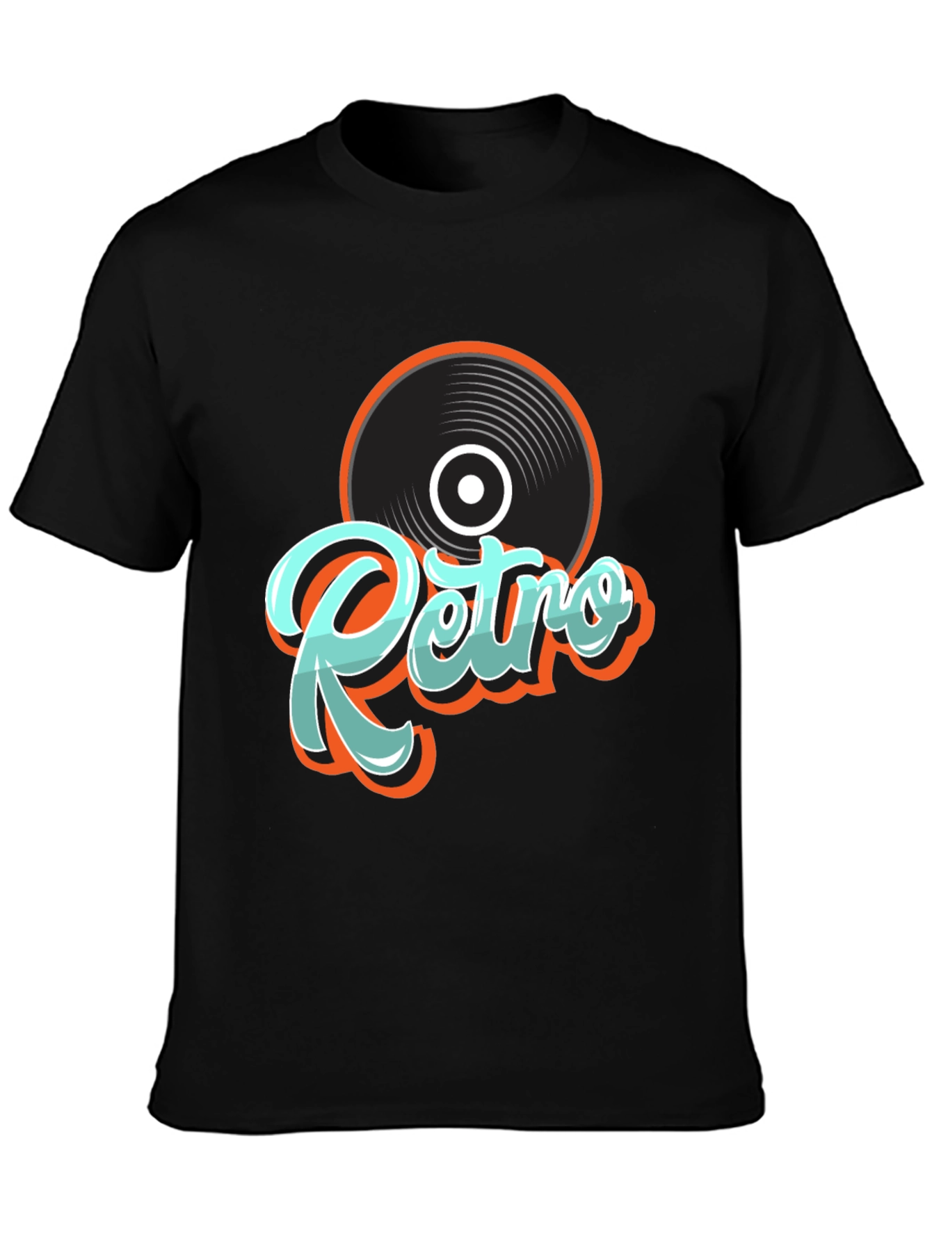 Retro Record Graphic Black T-Shirt