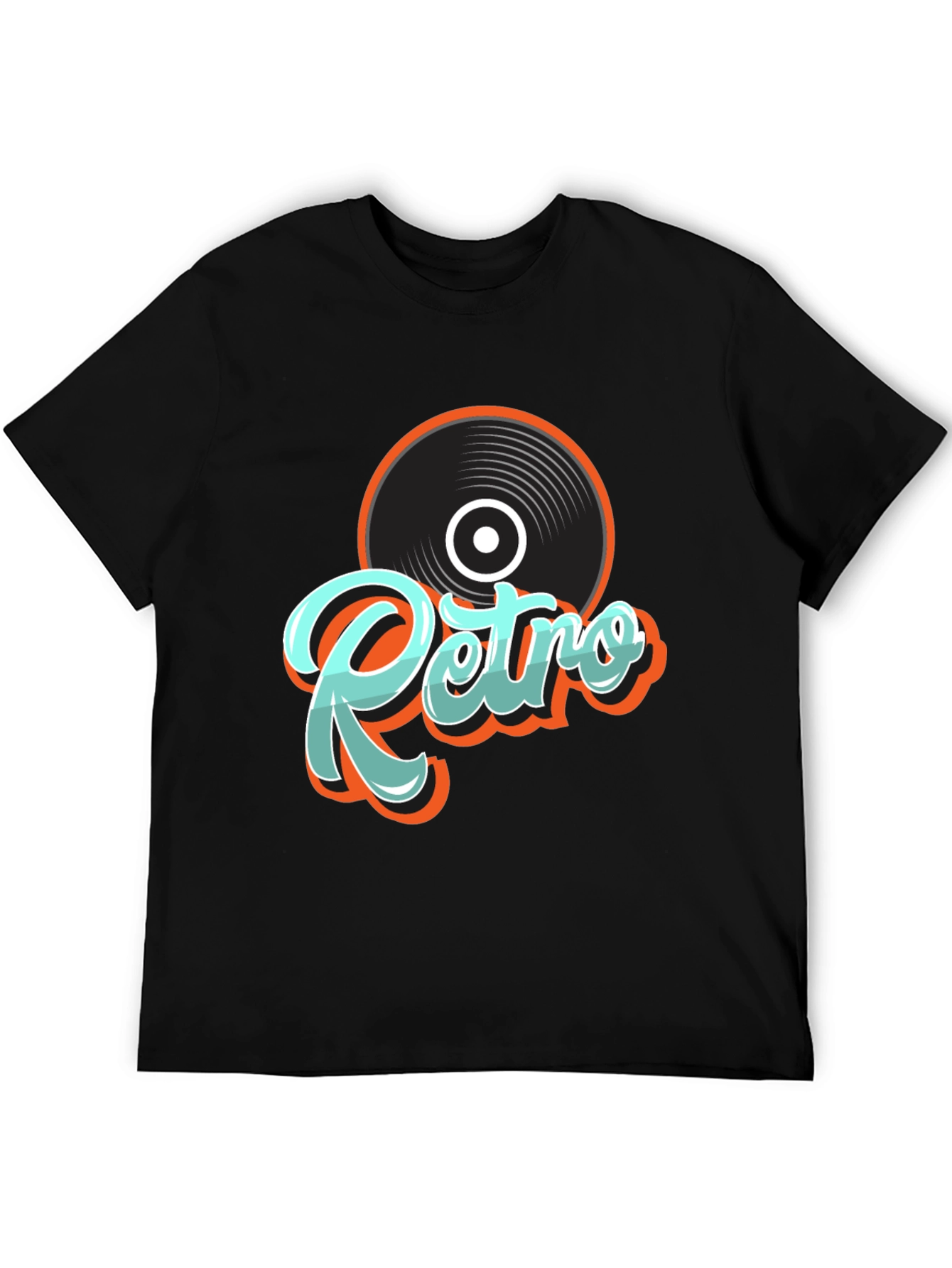 Retro Record Graphic Black T-Shirt