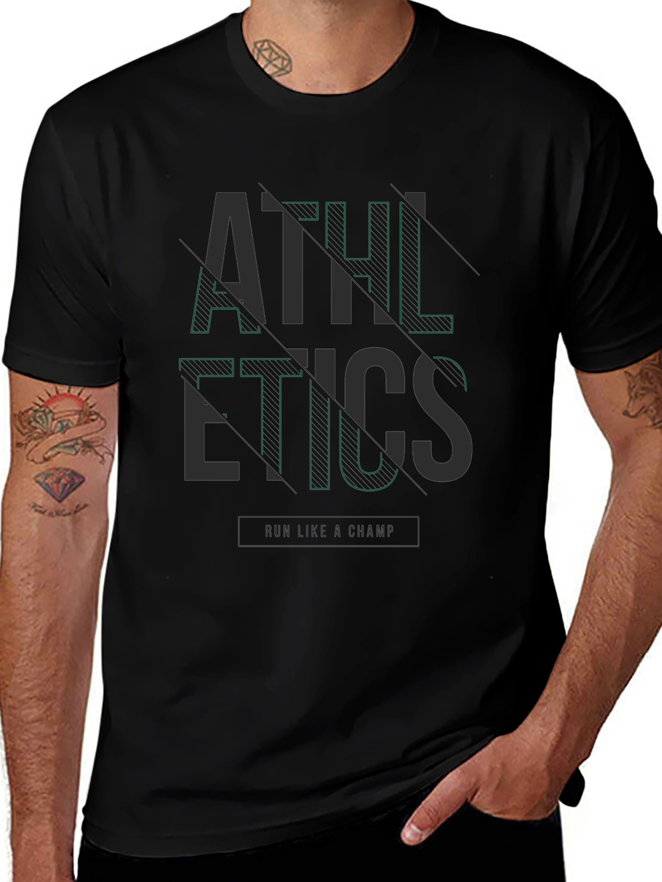 Athletics Graphic Print Black Casual T-Shirt