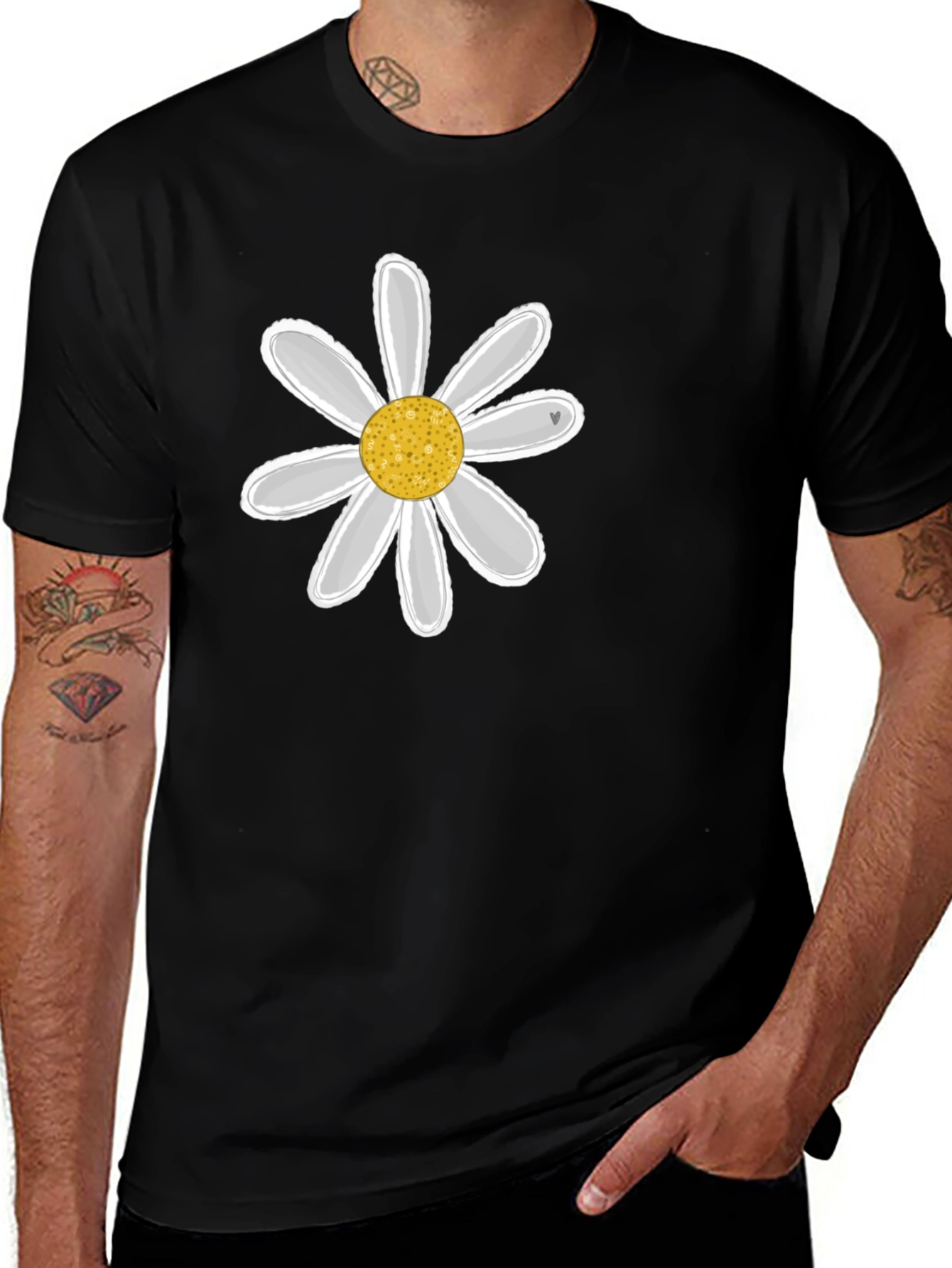 Daisy Graphic Black Tee