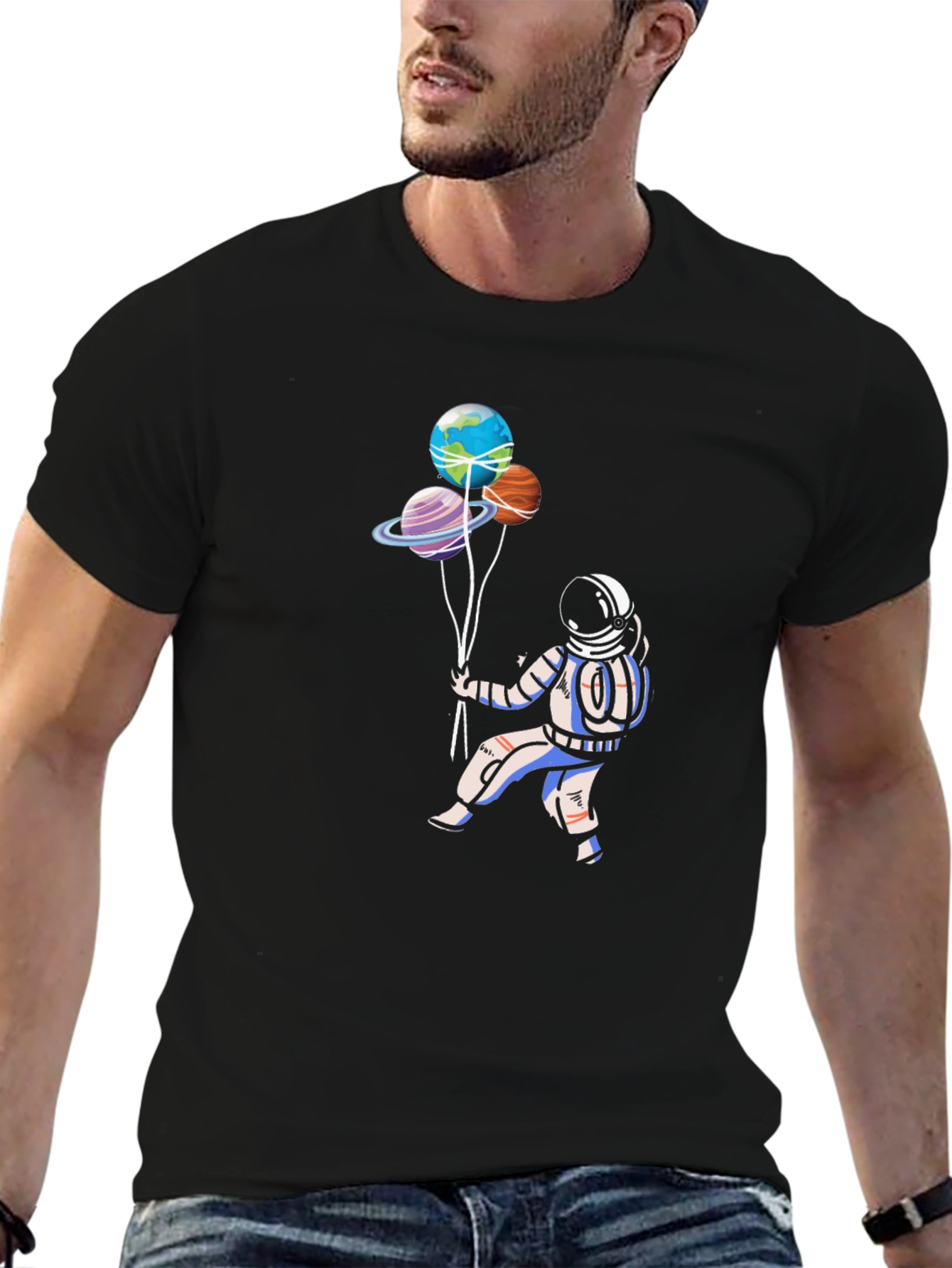 Astronaut & Planets T-Shirt - Space Lover Tee