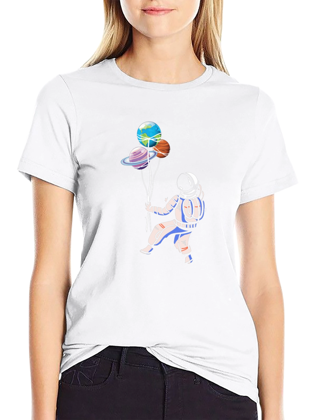 Astronaut & Planets T-Shirt - Space Lover Tee
