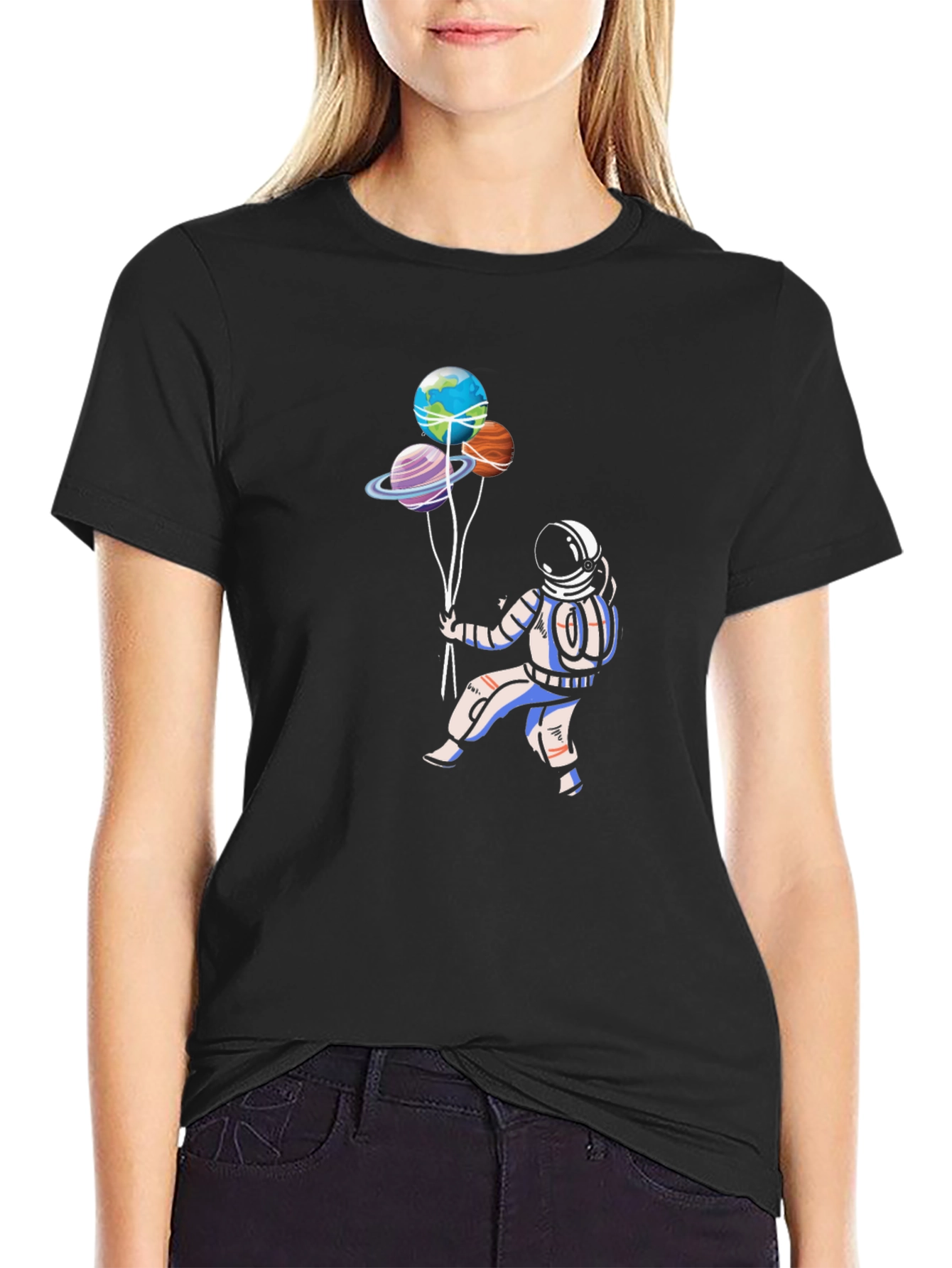 Astronaut & Planets T-Shirt - Space Lover Tee