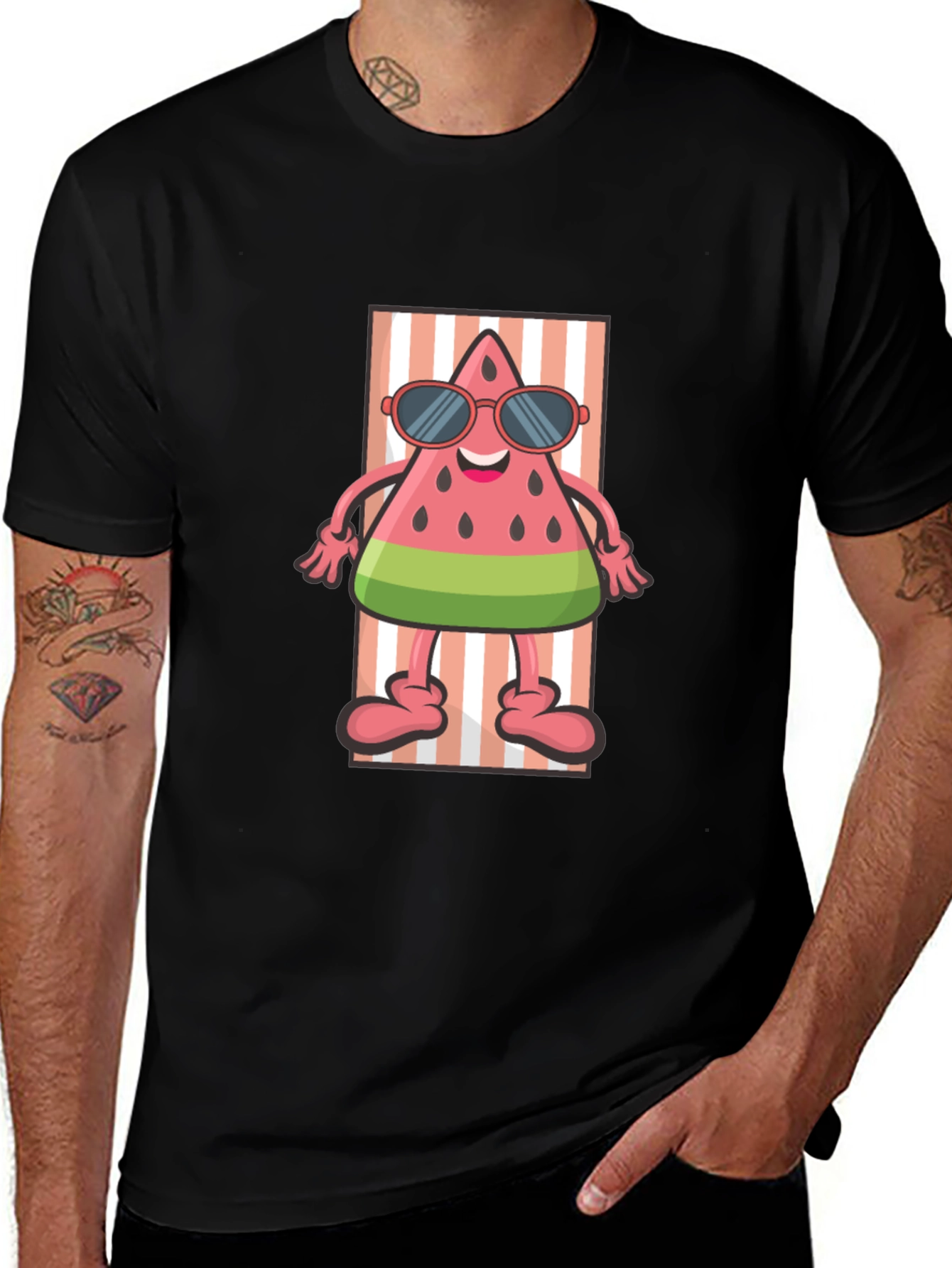 Relaxing Watermelon Cartoon Graphic Tee