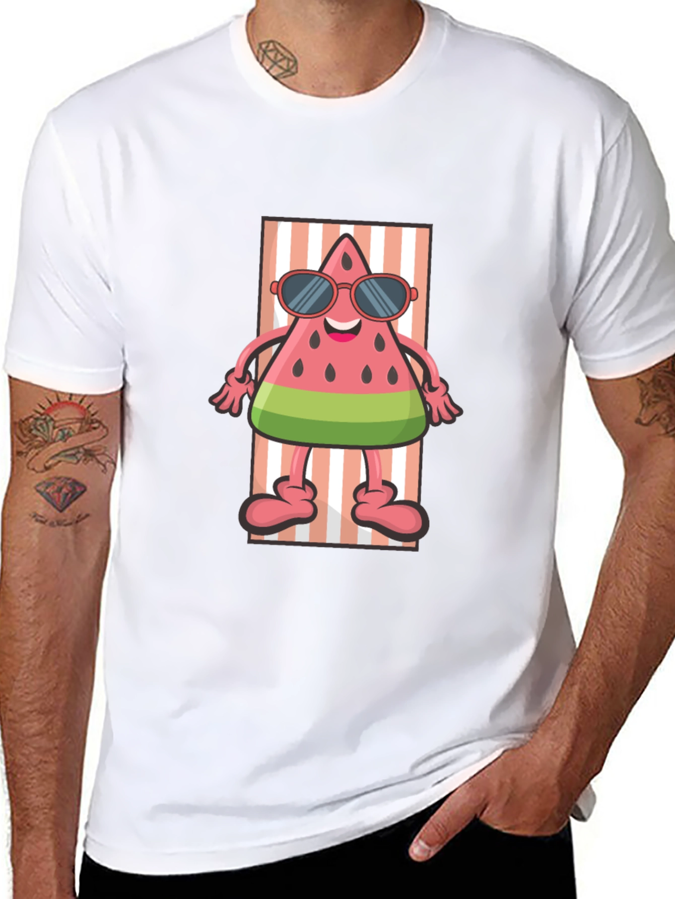 Relaxing Watermelon Cartoon Graphic Tee