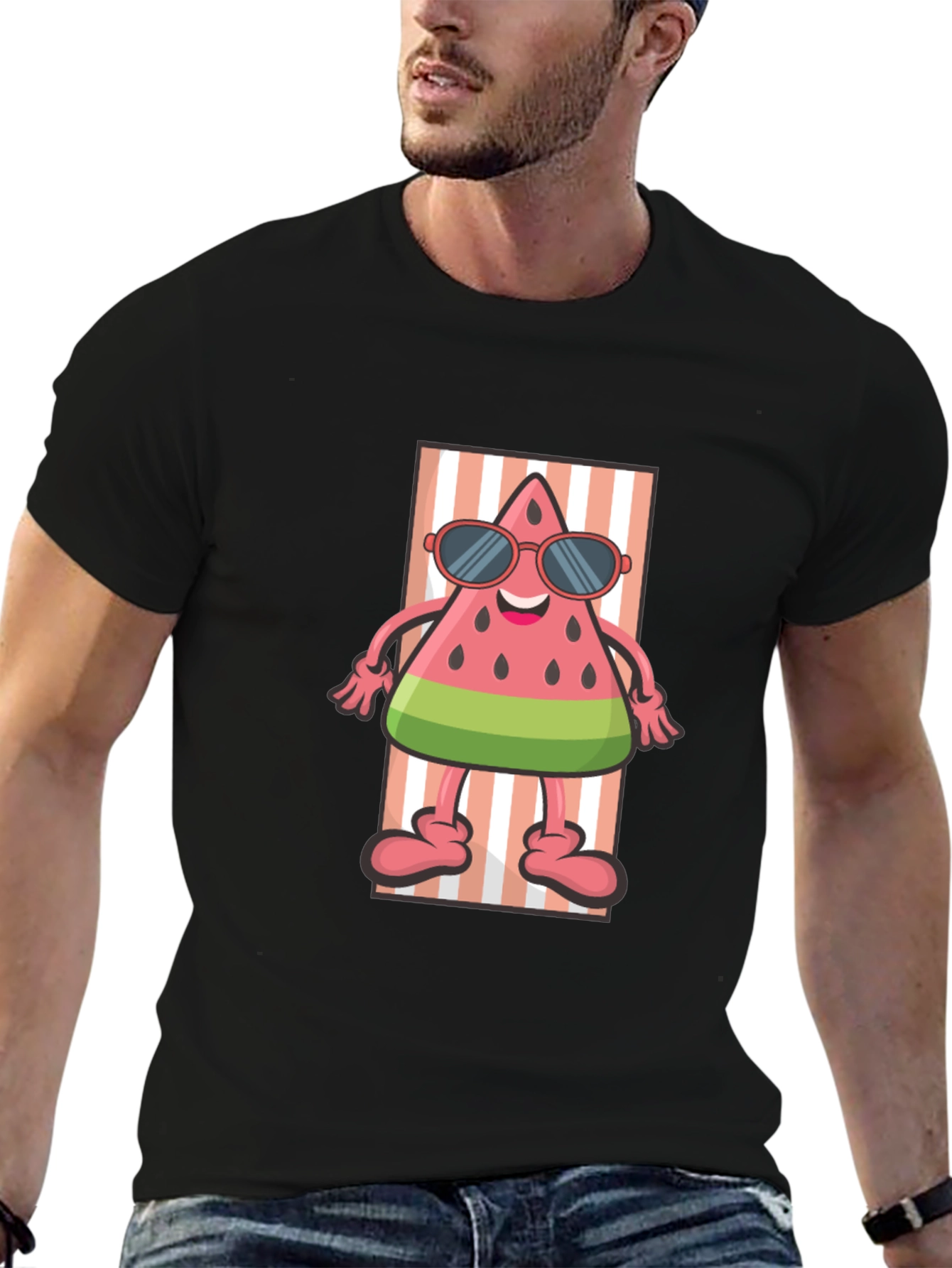 Relaxing Watermelon Cartoon Graphic Tee