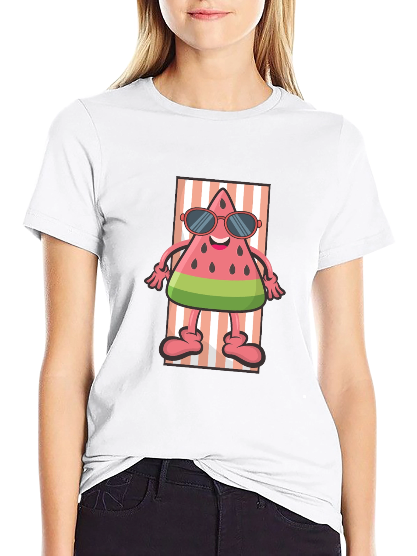 Relaxing Watermelon Cartoon Graphic Tee