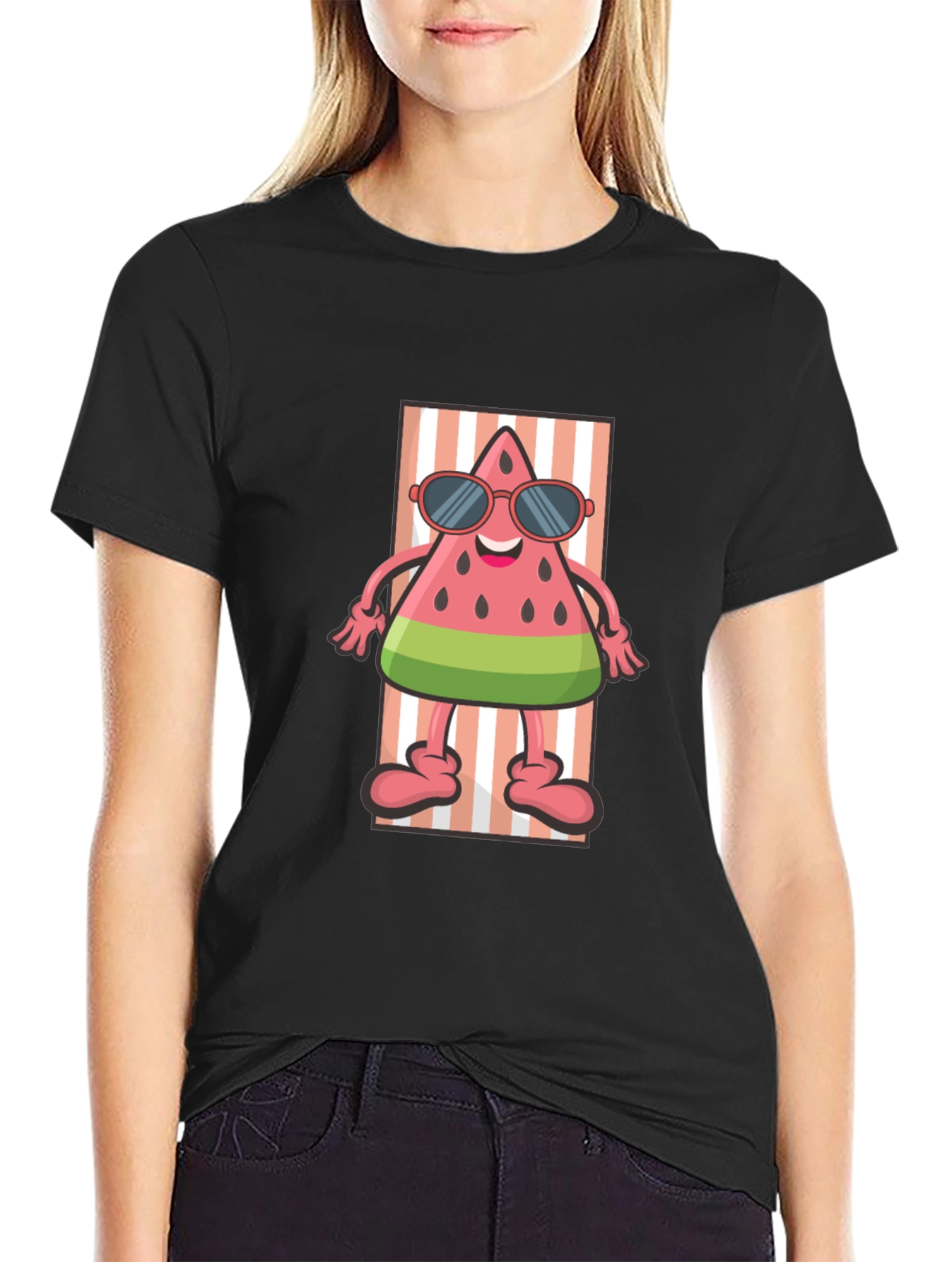Relaxing Watermelon Cartoon Graphic Tee
