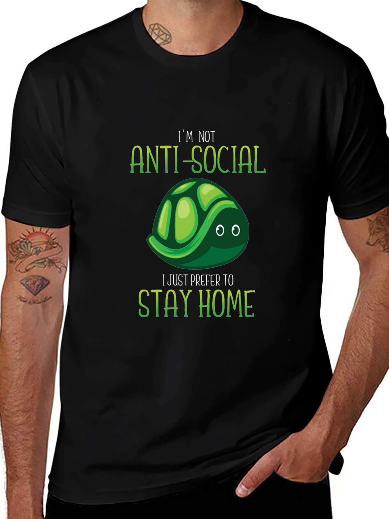 Anti-Social Turtle Graphic T-Shirt
