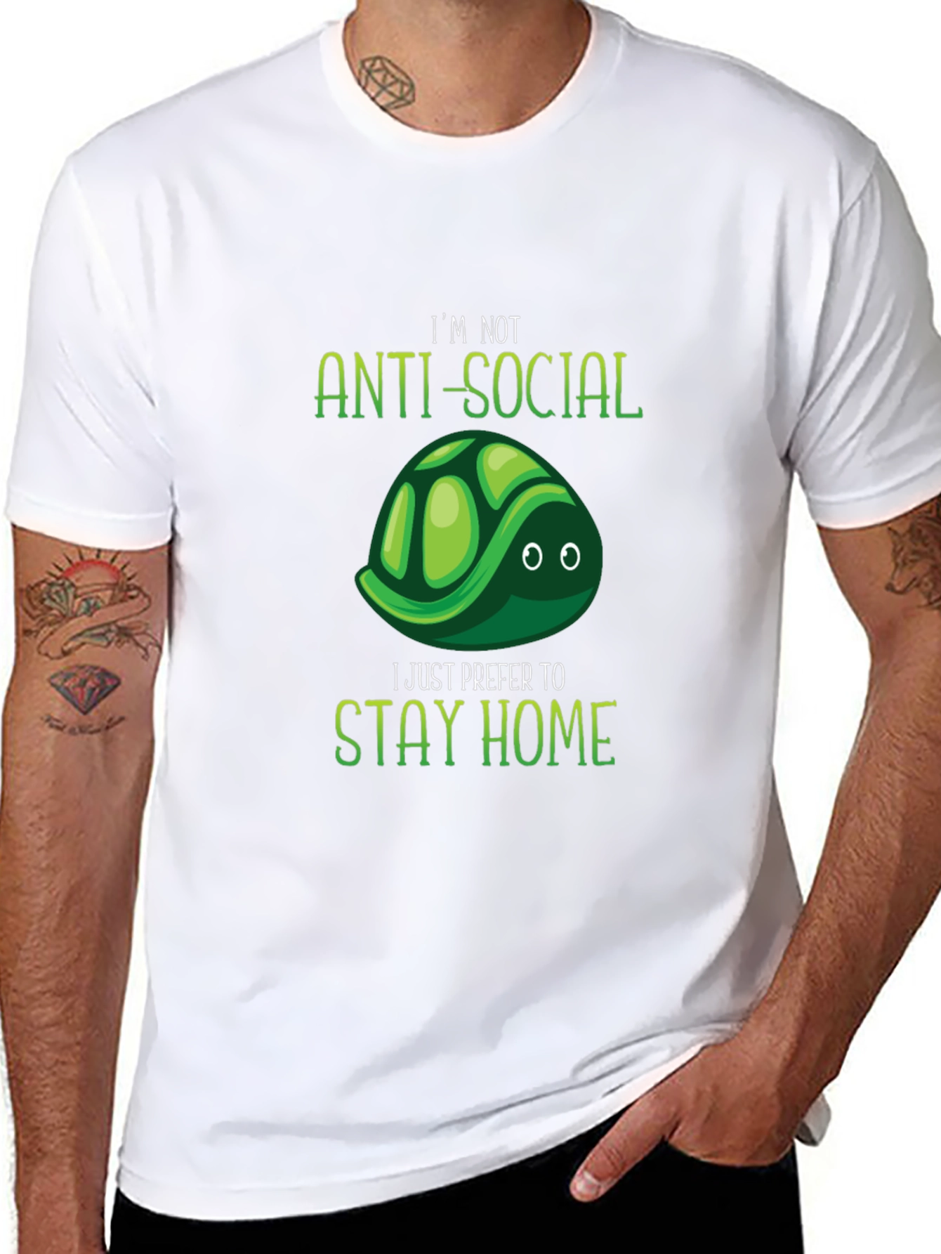 Anti-Social Turtle Graphic T-Shirt