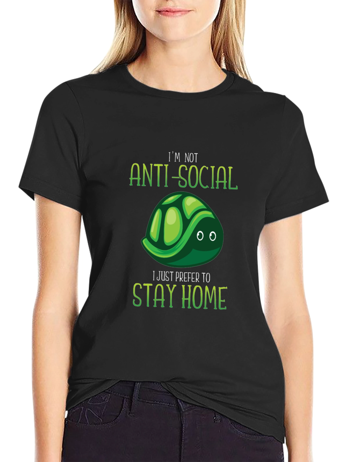 Anti-Social Turtle Graphic T-Shirt