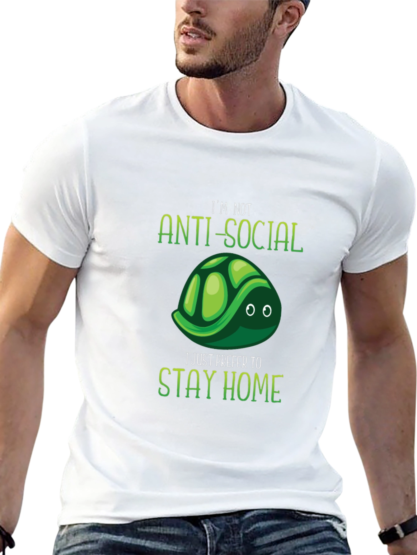Anti-Social Turtle Graphic T-Shirt