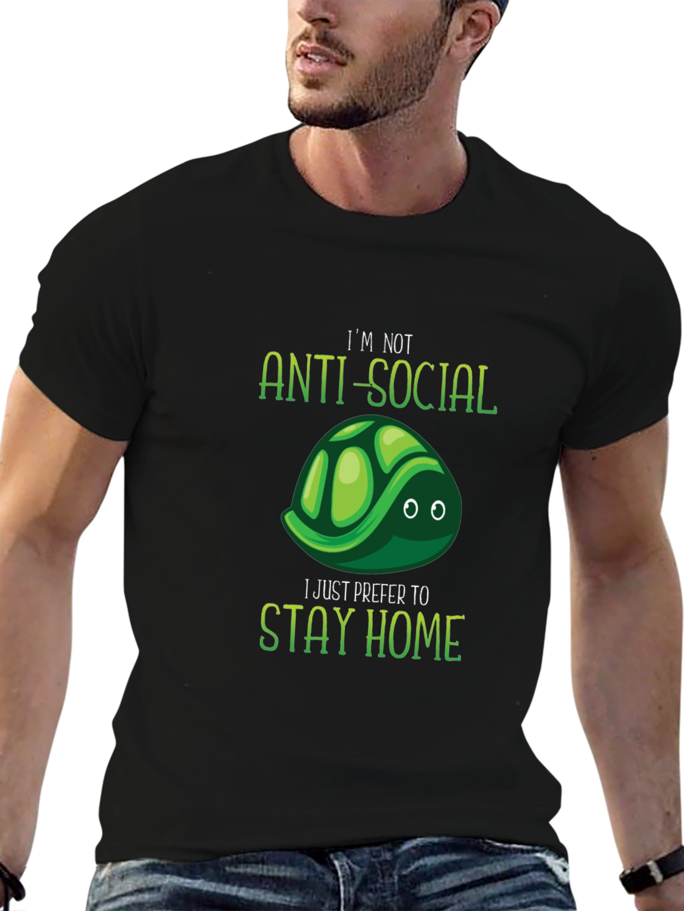 Anti-Social Turtle Graphic T-Shirt