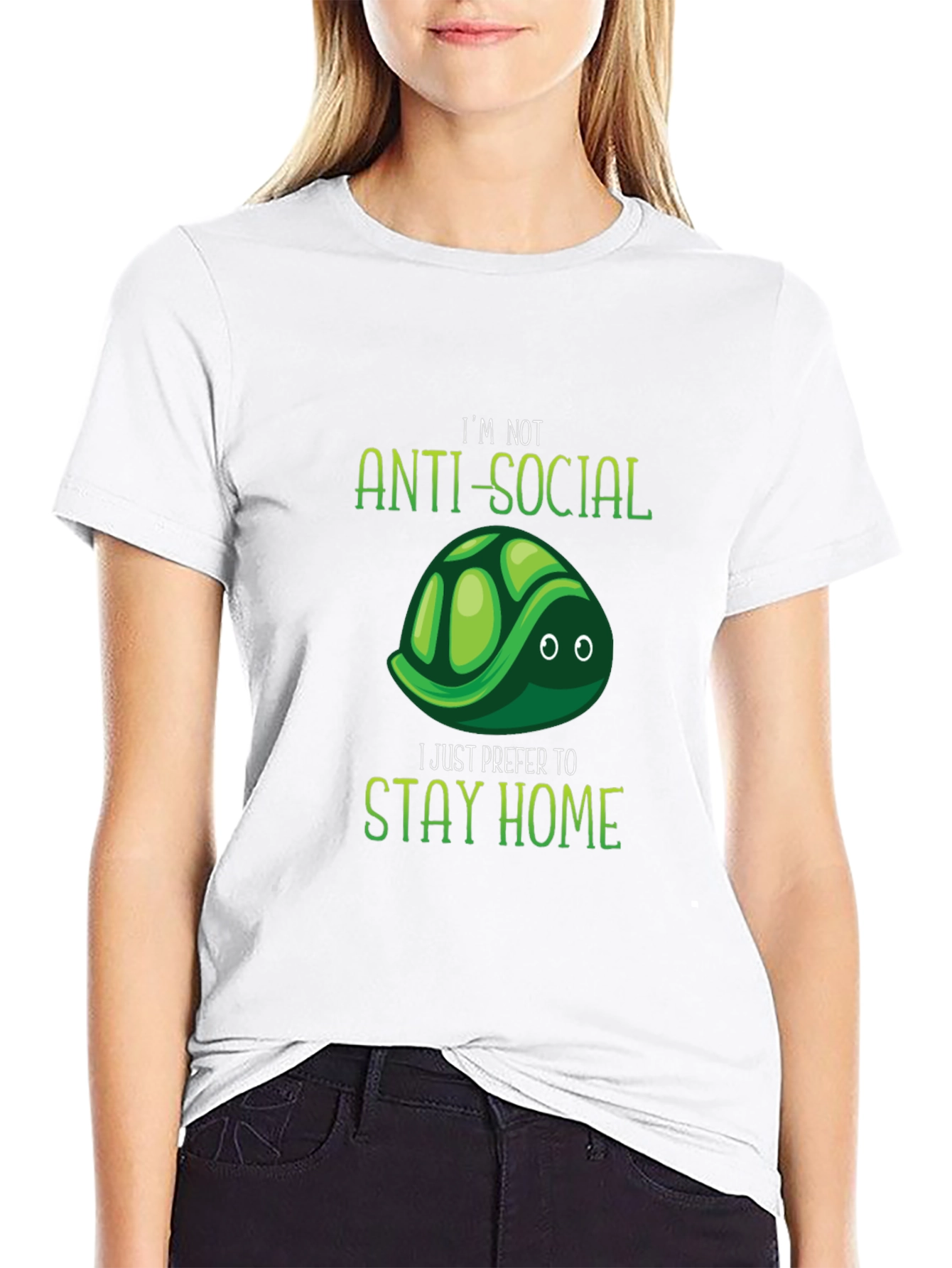 Anti-Social Turtle Graphic T-Shirt