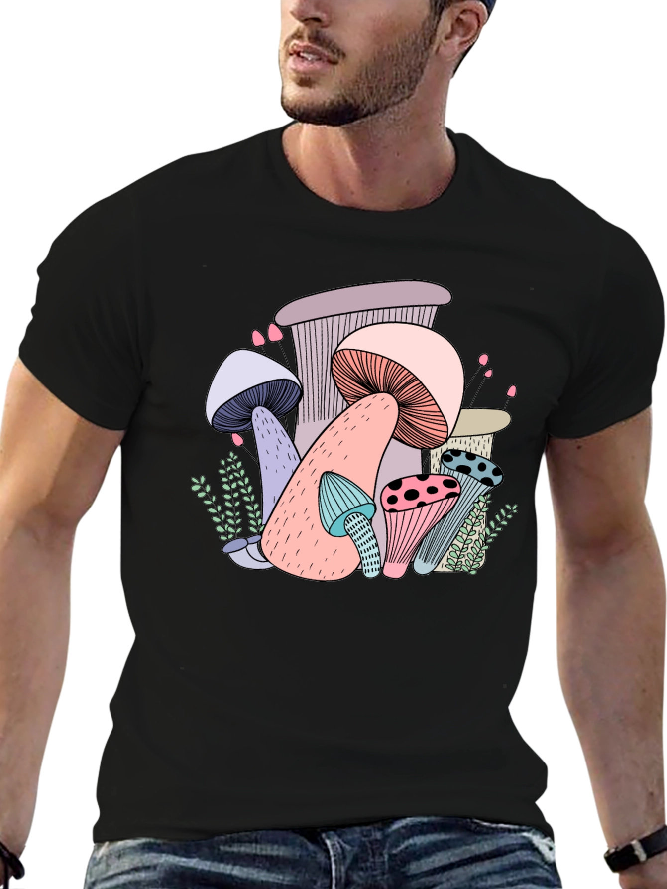 Mushroom Graphic Black T-Shirt
